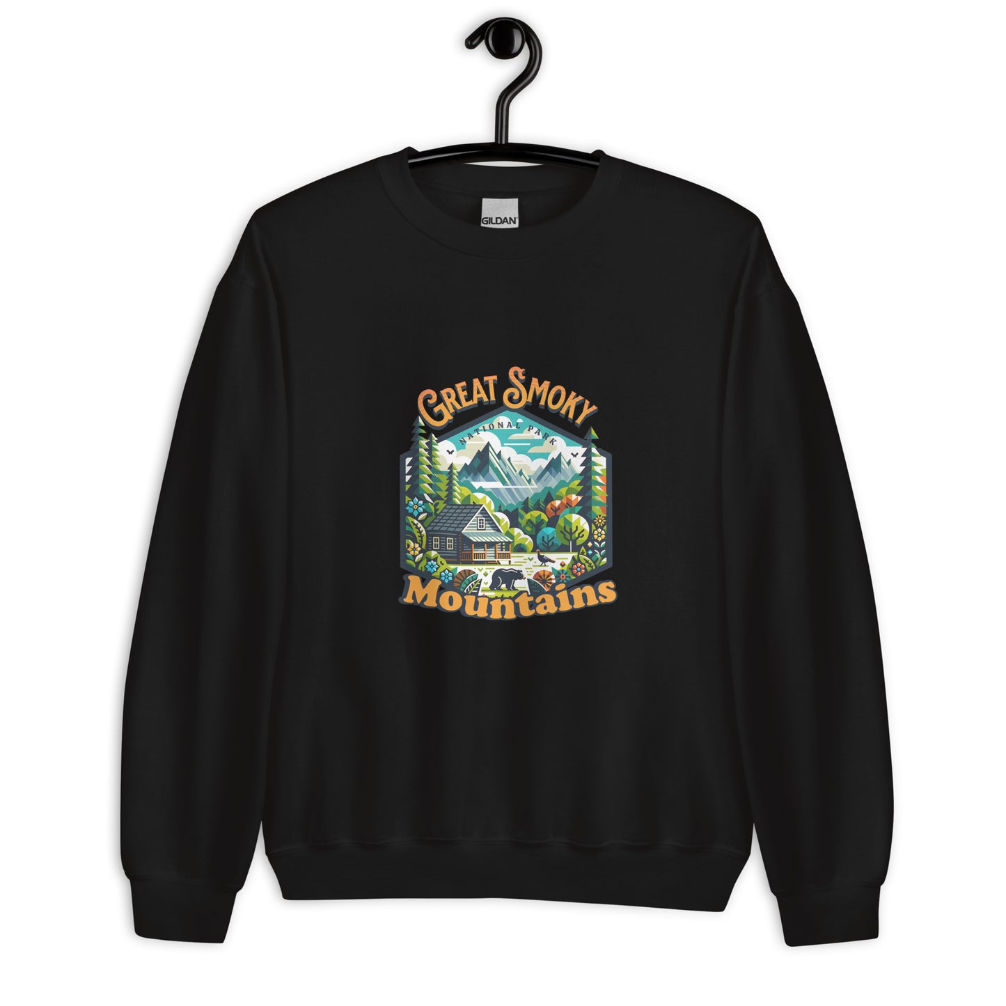 Women’s Sweatshirt - Great Smoky Mountains Adventure - National Park Apparel, black, front side just sweater