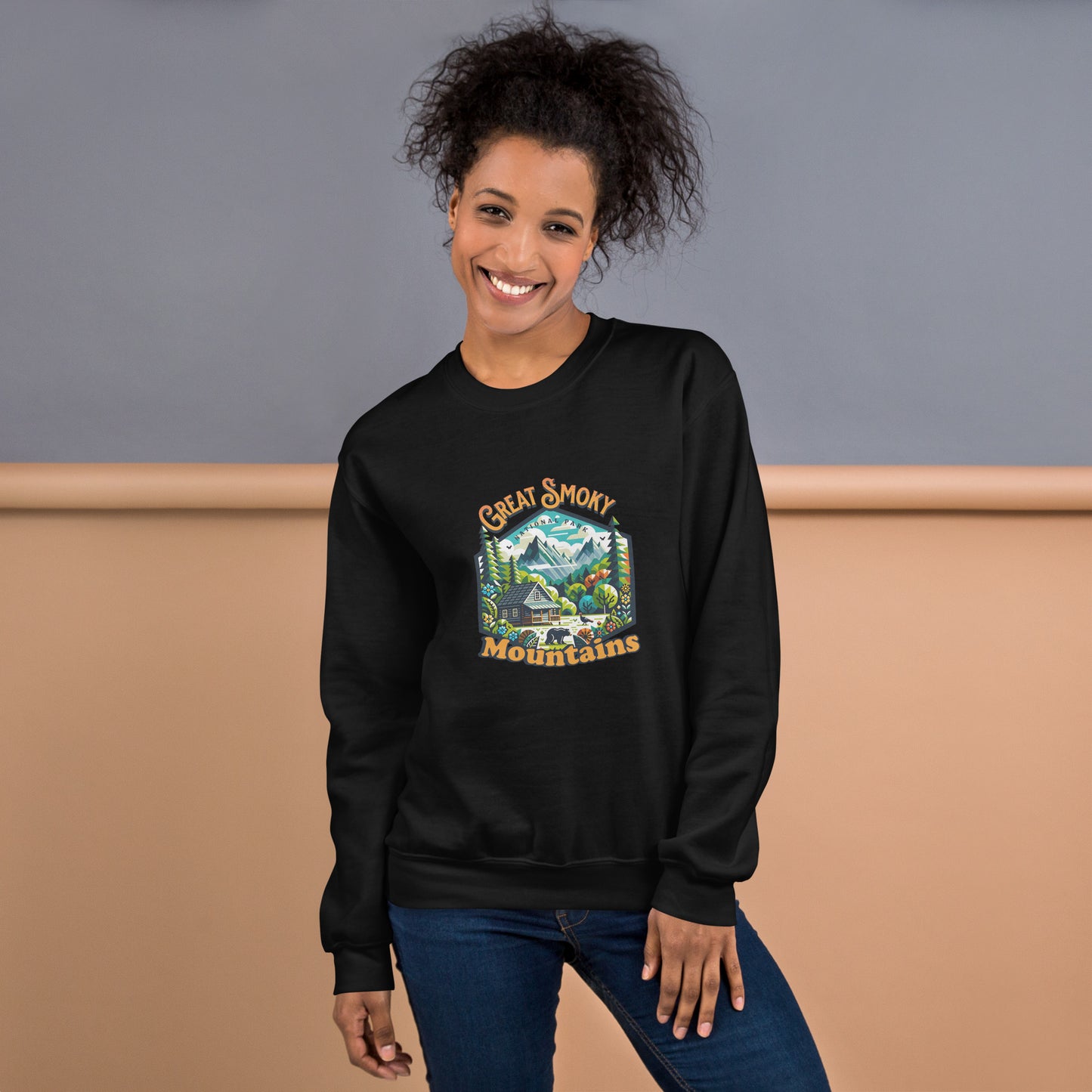 Women’s Sweatshirt - Great Smoky Mountains Adventure - National Park Apparel, black, front side