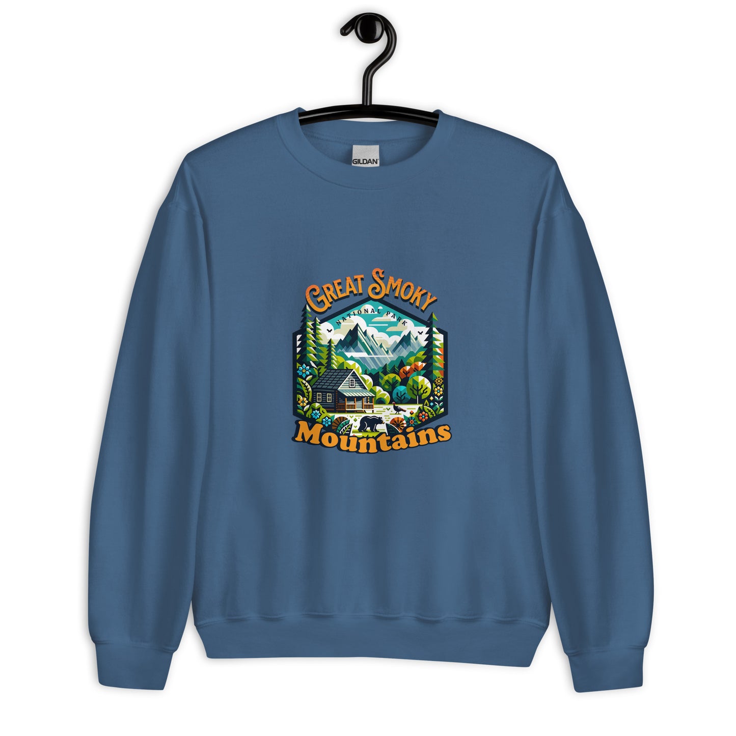 Women’s Sweatshirt - Great Smoky Mountains Adventure - National Park Apparel, Indigo, front side just sweater