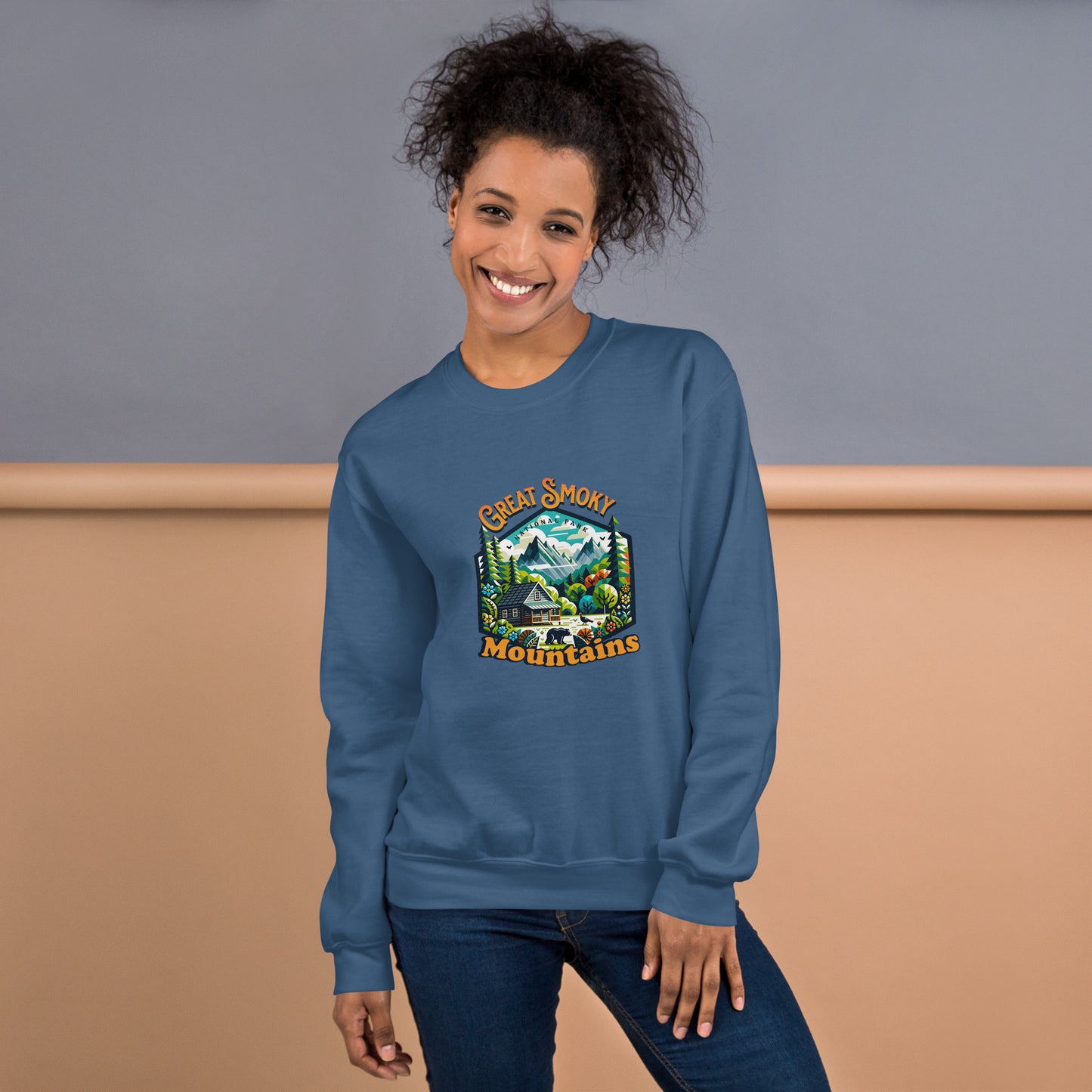Women’s Sweatshirt - Great Smoky Mountains Adventure - National Park Apparel, Indigo, front side