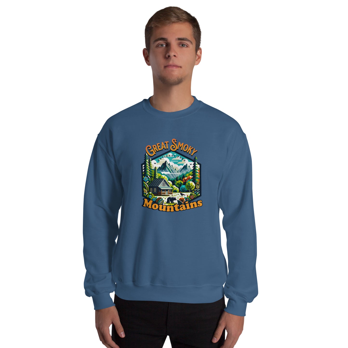 Men’s Sweatshirt, Great Smoky Mountains, indigo, front men