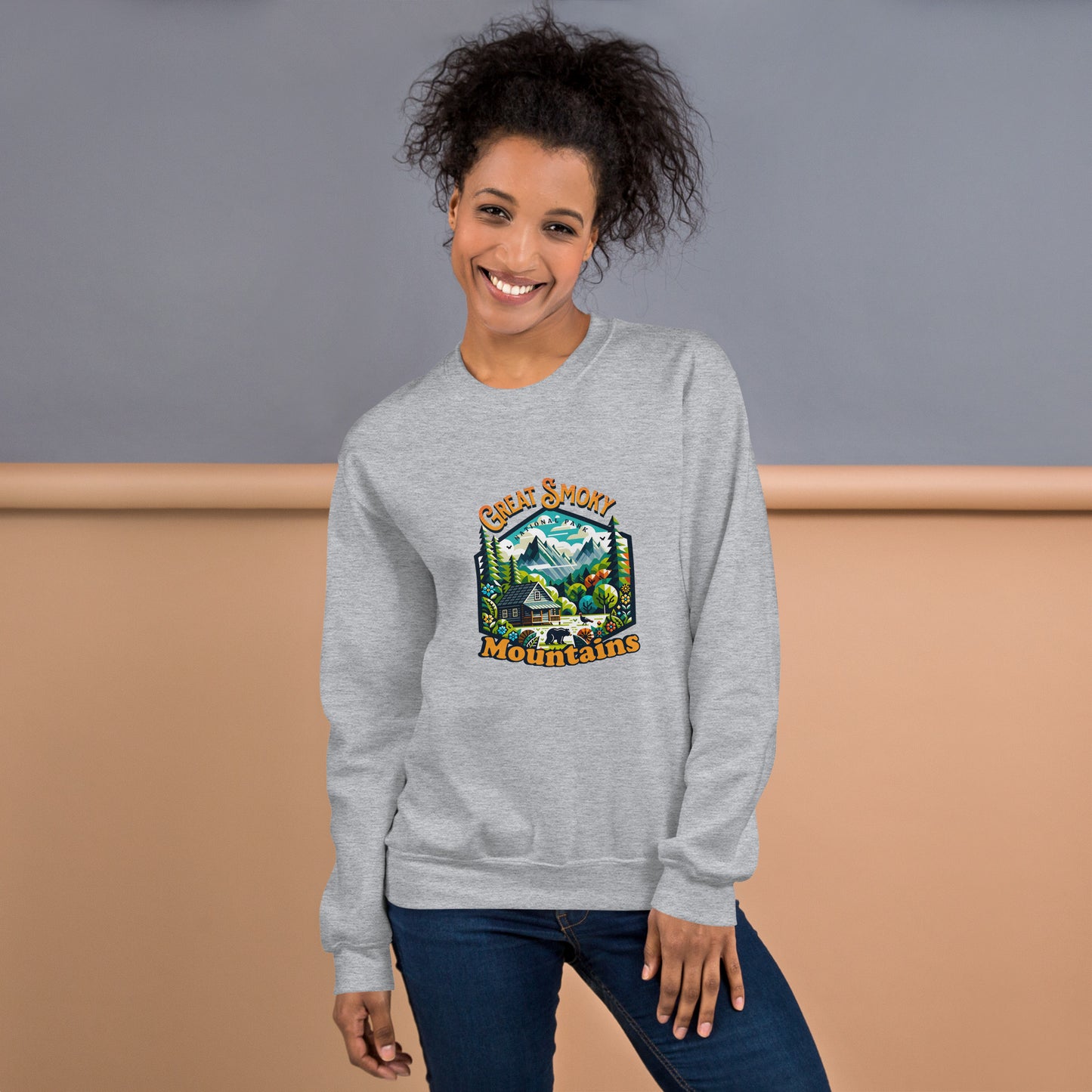 Women’s Sweatshirt - Great Smoky Mountains Adventure - National Park Apparel, Gray, front side