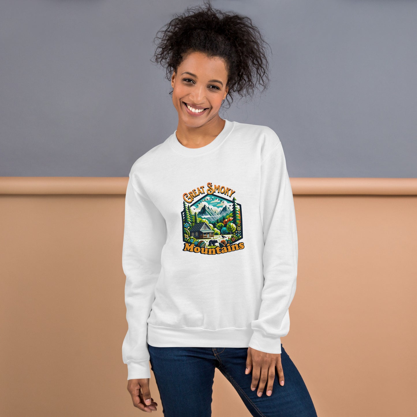 Women’s Sweatshirt - Great Smoky Mountains Adventure - National Park Apparel, White, front side