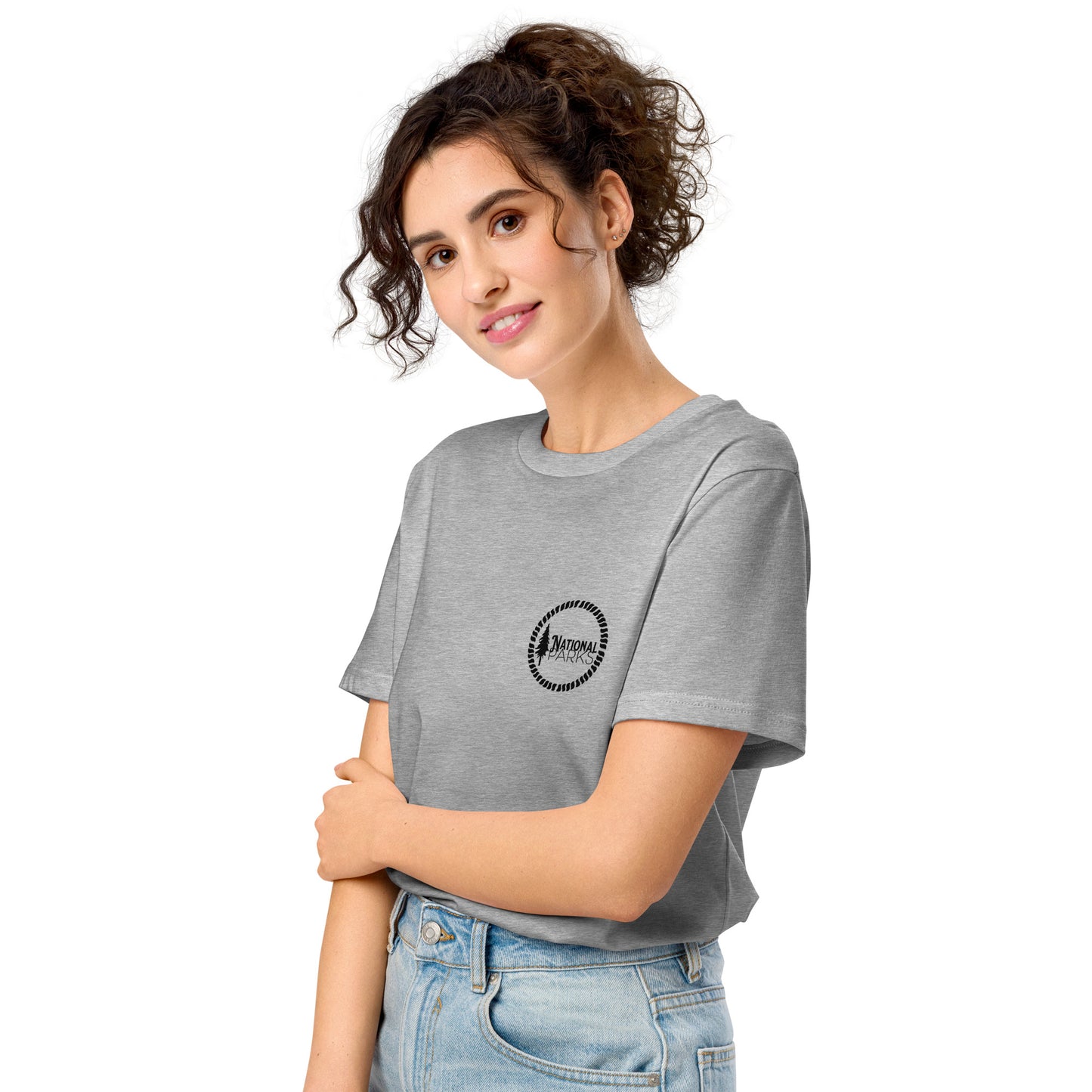 Organic t-shirt, National Parks, chasing sunsets, color gray, front pocketwomen