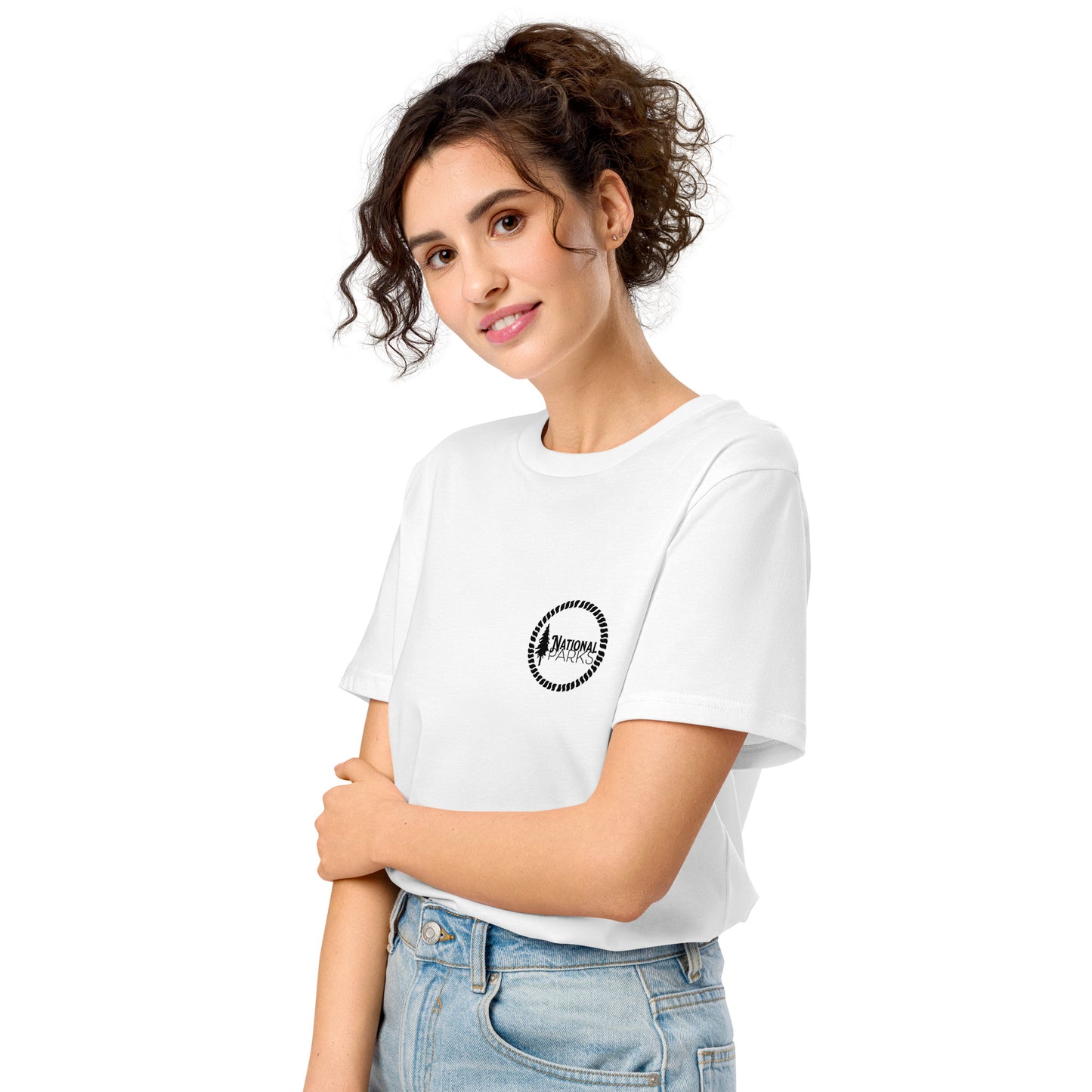 Organic t-shirt, National Parks, chasing sunsets, color white, front pocket women