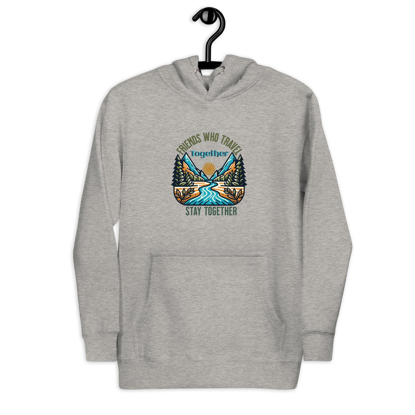 Women’s Hoodie - Friends Who Travel Together Stay Together - Adventure Apparel, Gray, Front side just hoddie