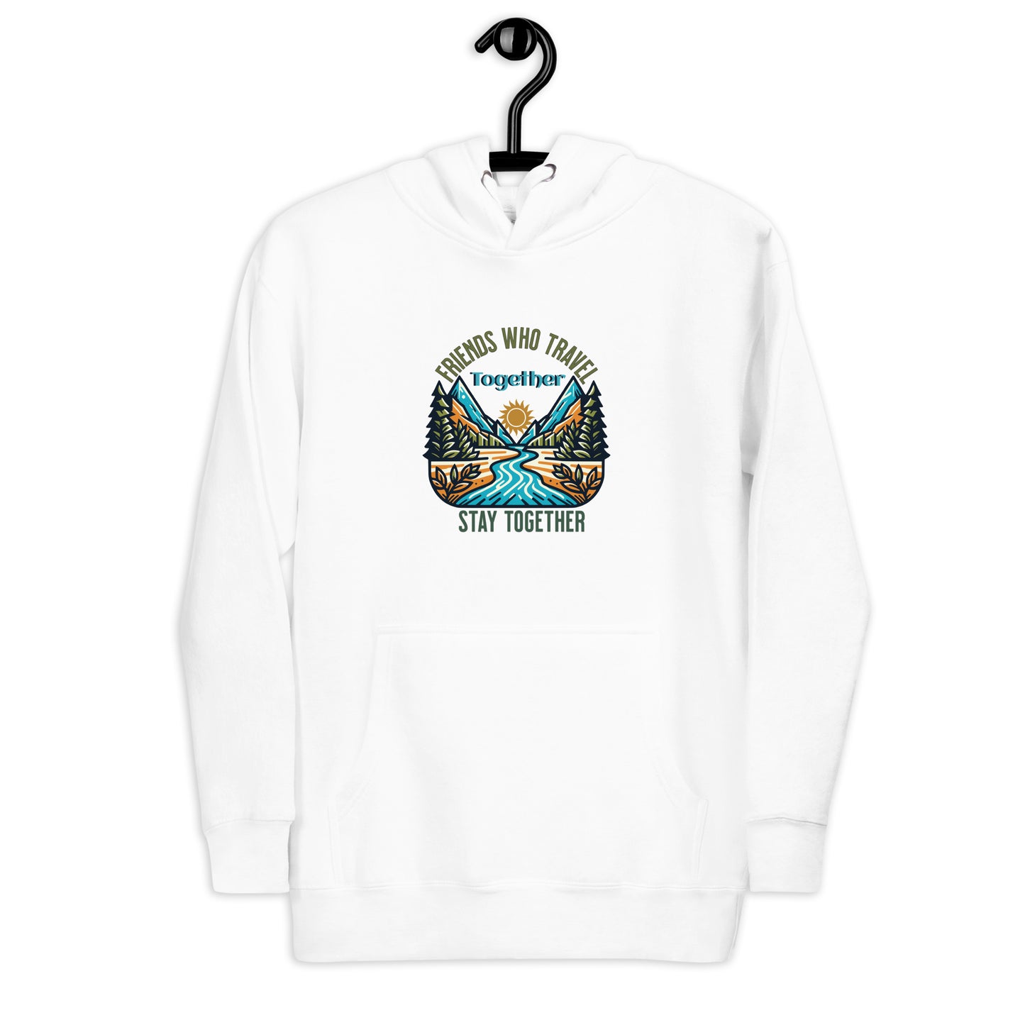 Women’s Hoodie - Friends Who Travel Together Stay Together - Adventure Apparel, White, Front side just hoddie