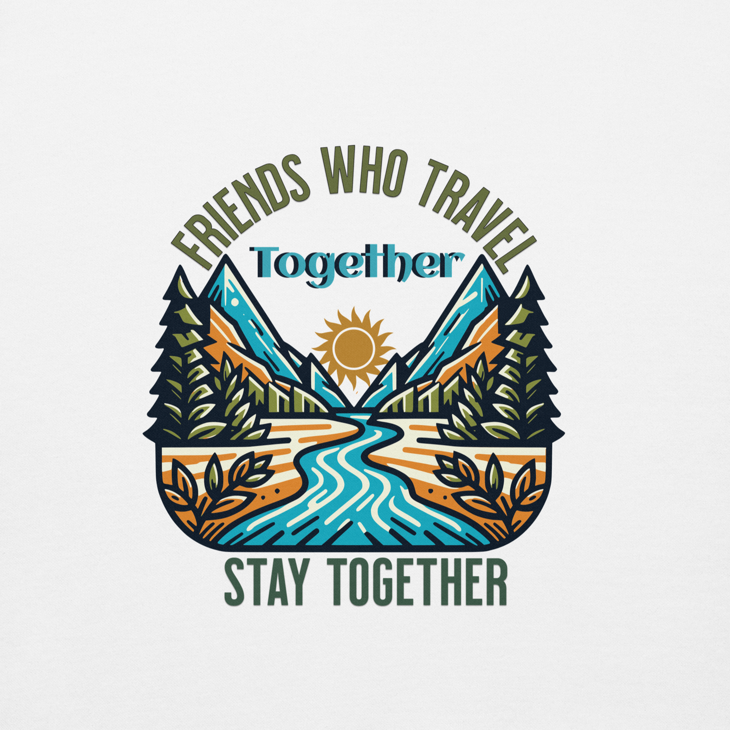 Women’s Hoodie - Friends Who Travel Together Stay Together - Adventure Apparel, White, Front side close up