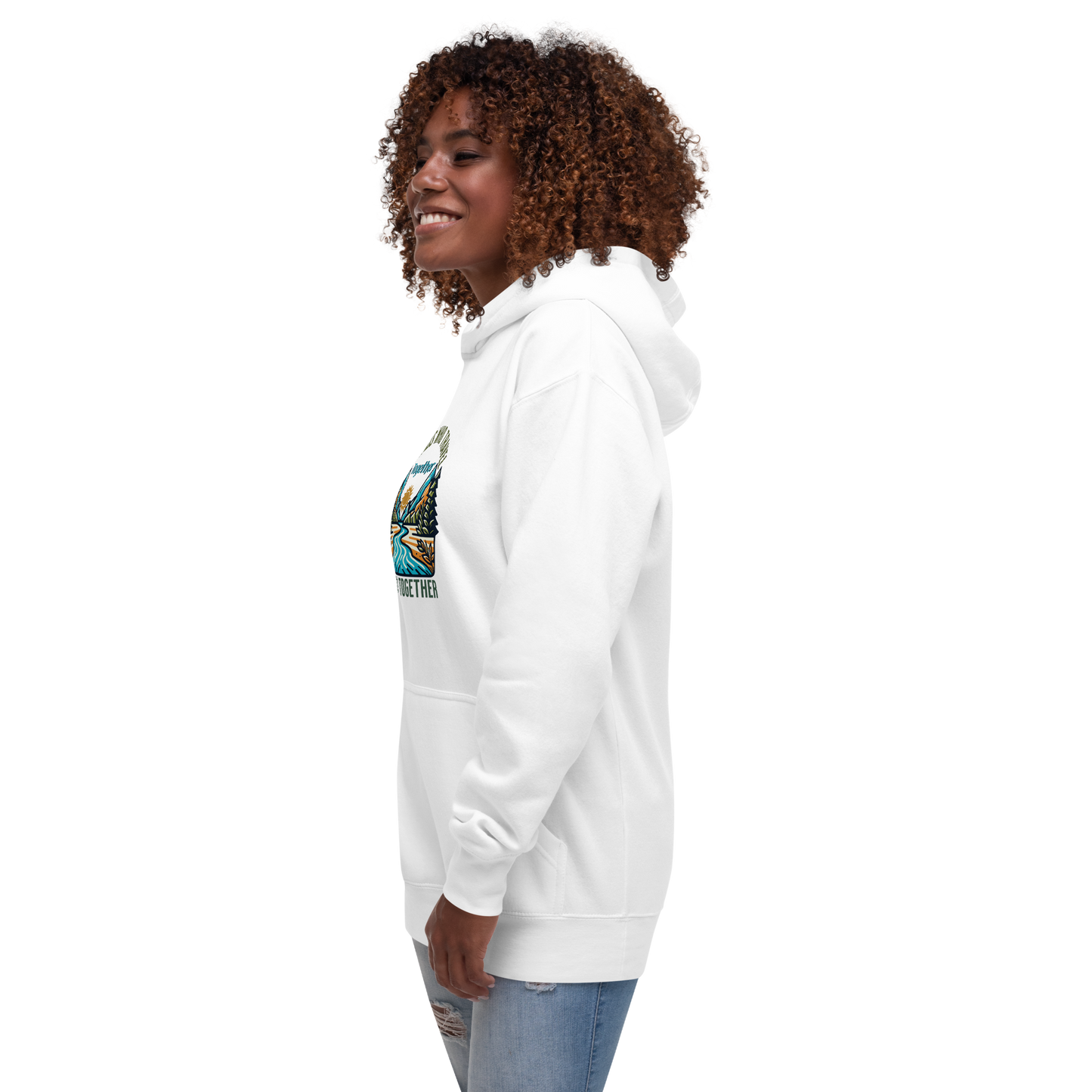 Women’s Hoodie - Friends Who Travel Together Stay Together - Adventure Apparel, White, Front right side