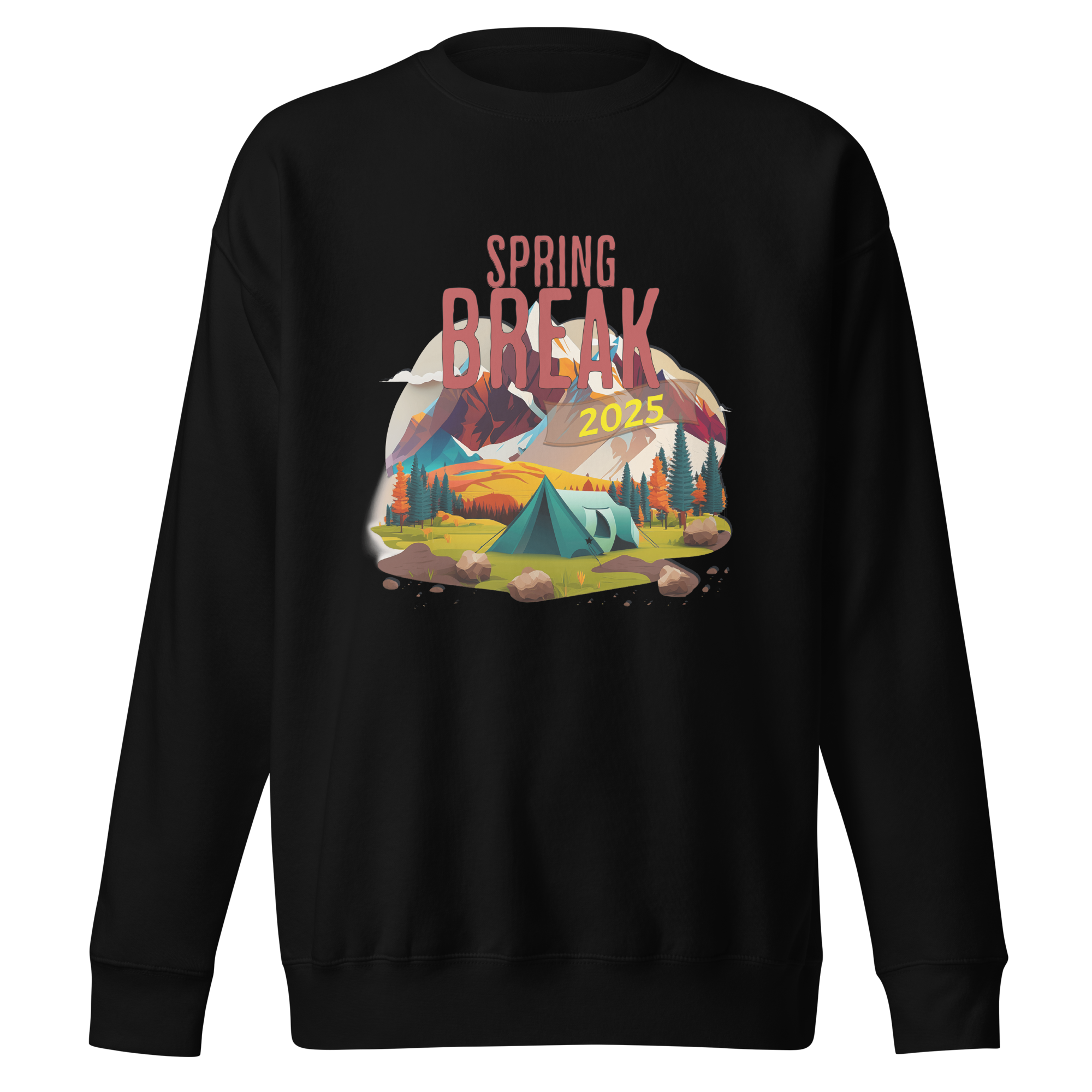 Unisex Premium Sweatshirt - Spring Break 2025 - Stylish and Comfortable Apparel, Black, front design