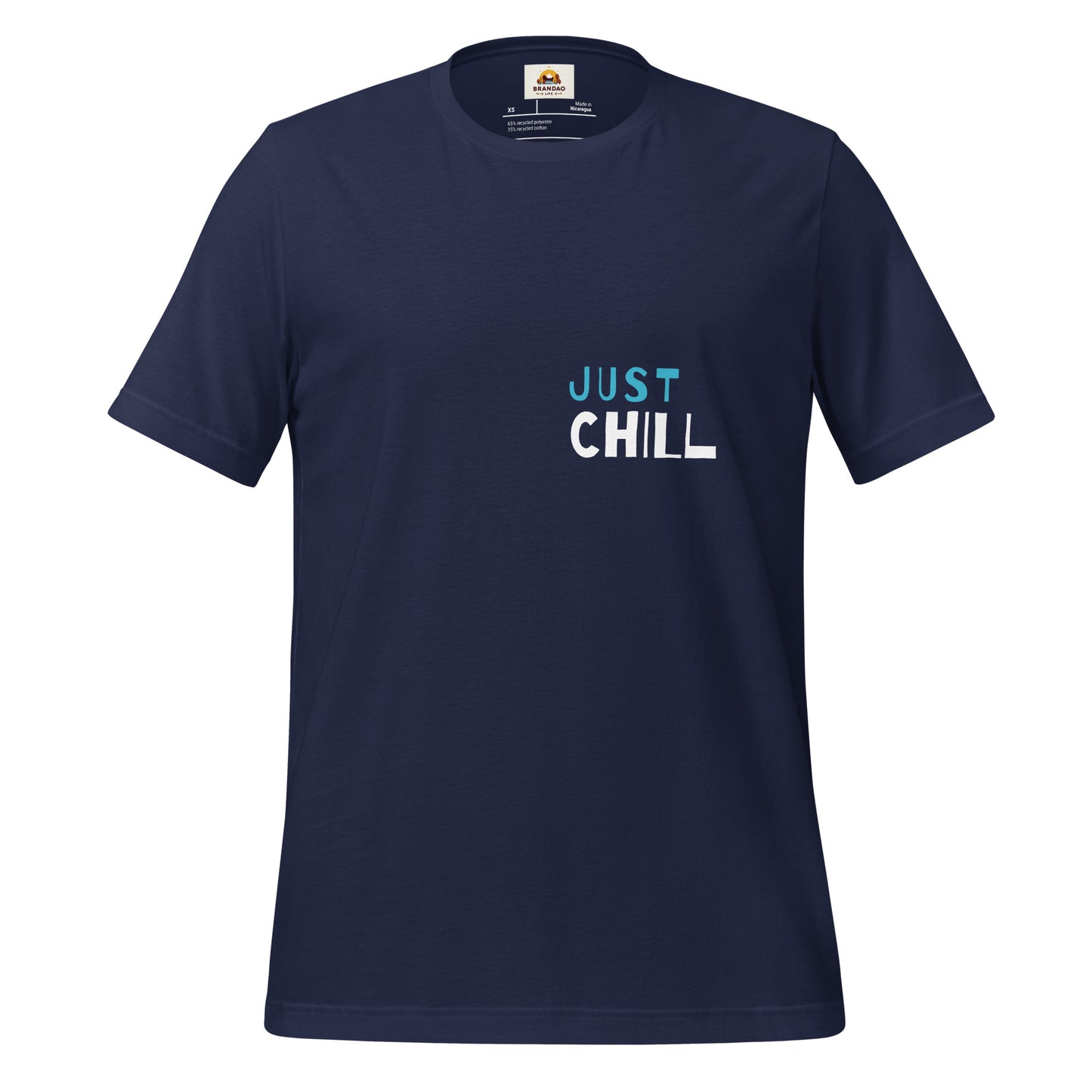 Unisex Eco-Friendly T-Shirt - Just Chill - Sustainable, Lightweight, and Perfect for Everyday Style, navy, front full body