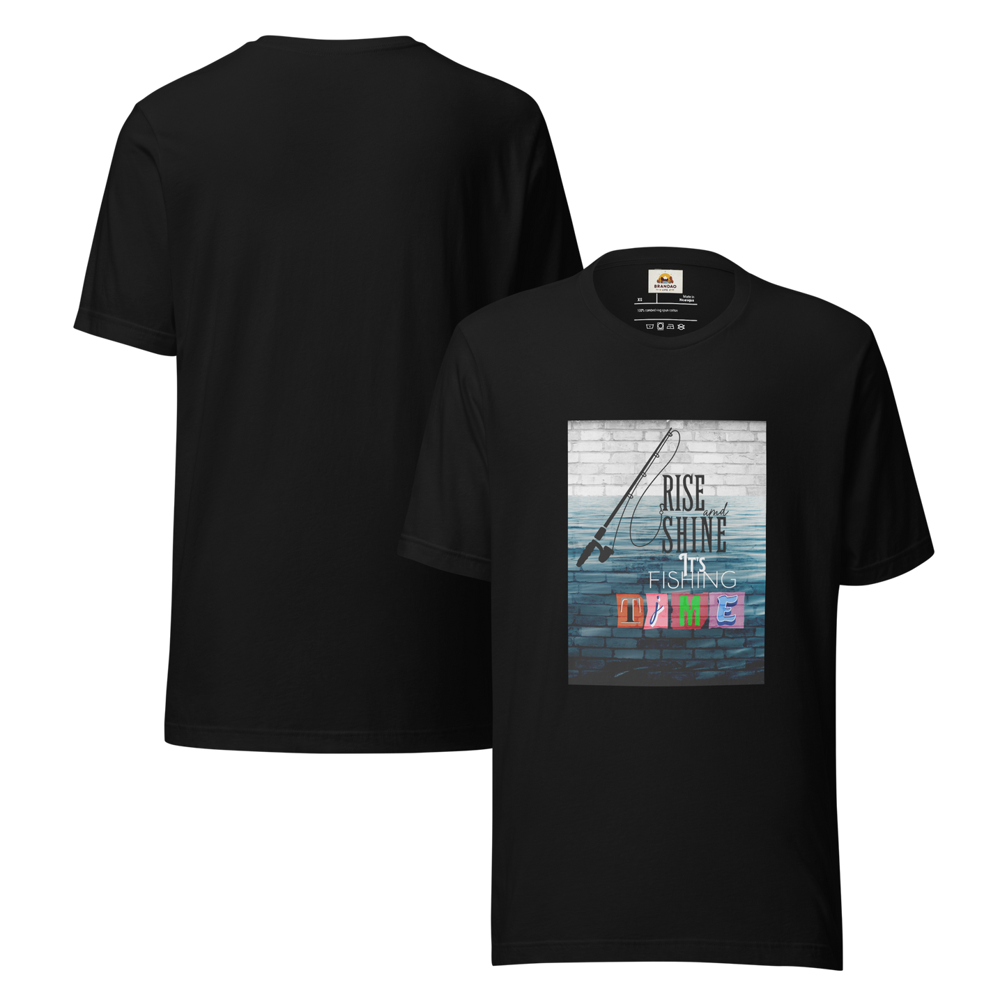 Men’s T-Shirt - It’s Fishing Time - Outdoor Adventure Apparel, black, back and front side