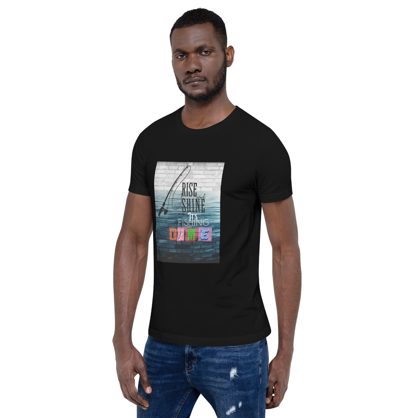 Men’s T-Shirt - It’s Fishing Time - Outdoor Adventure Apparel, black, front right side