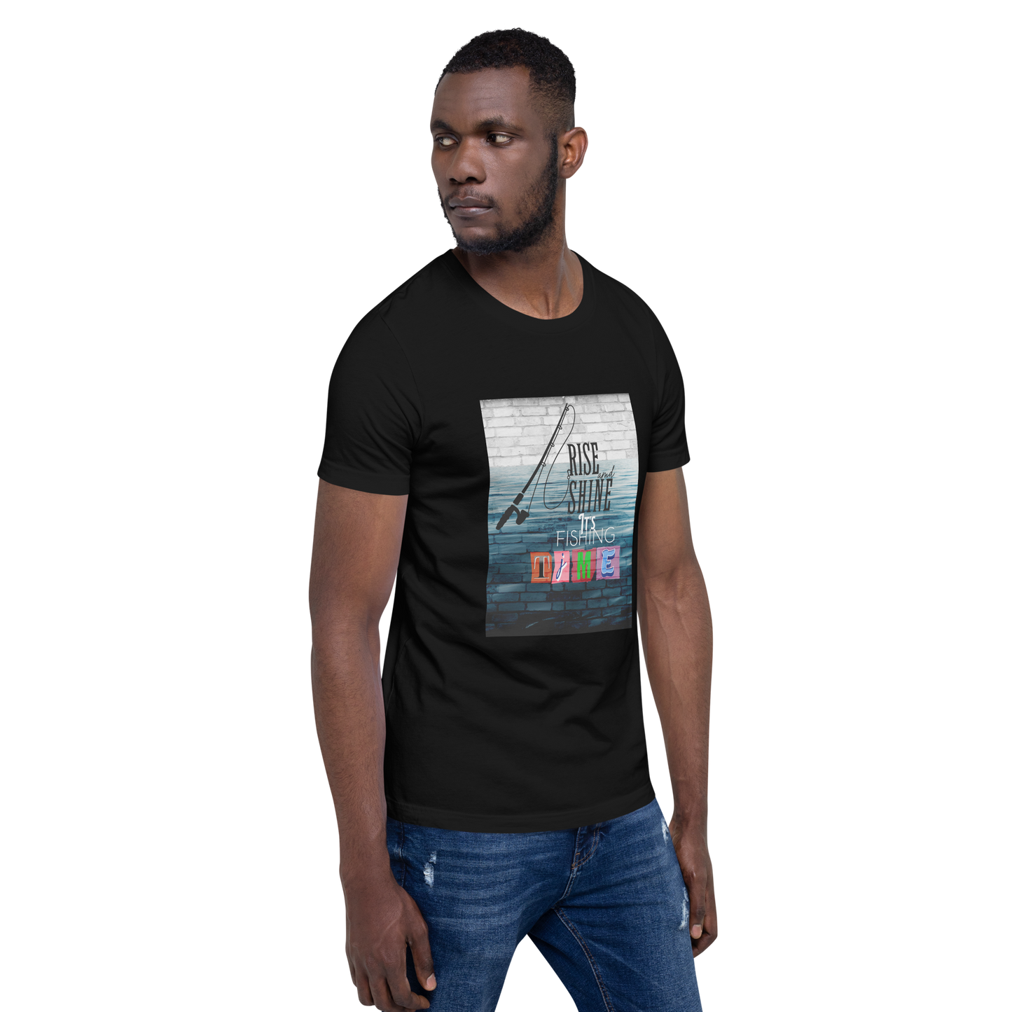 Men’s T-Shirt - It’s Fishing Time - Outdoor Adventure Apparel, black, front left side