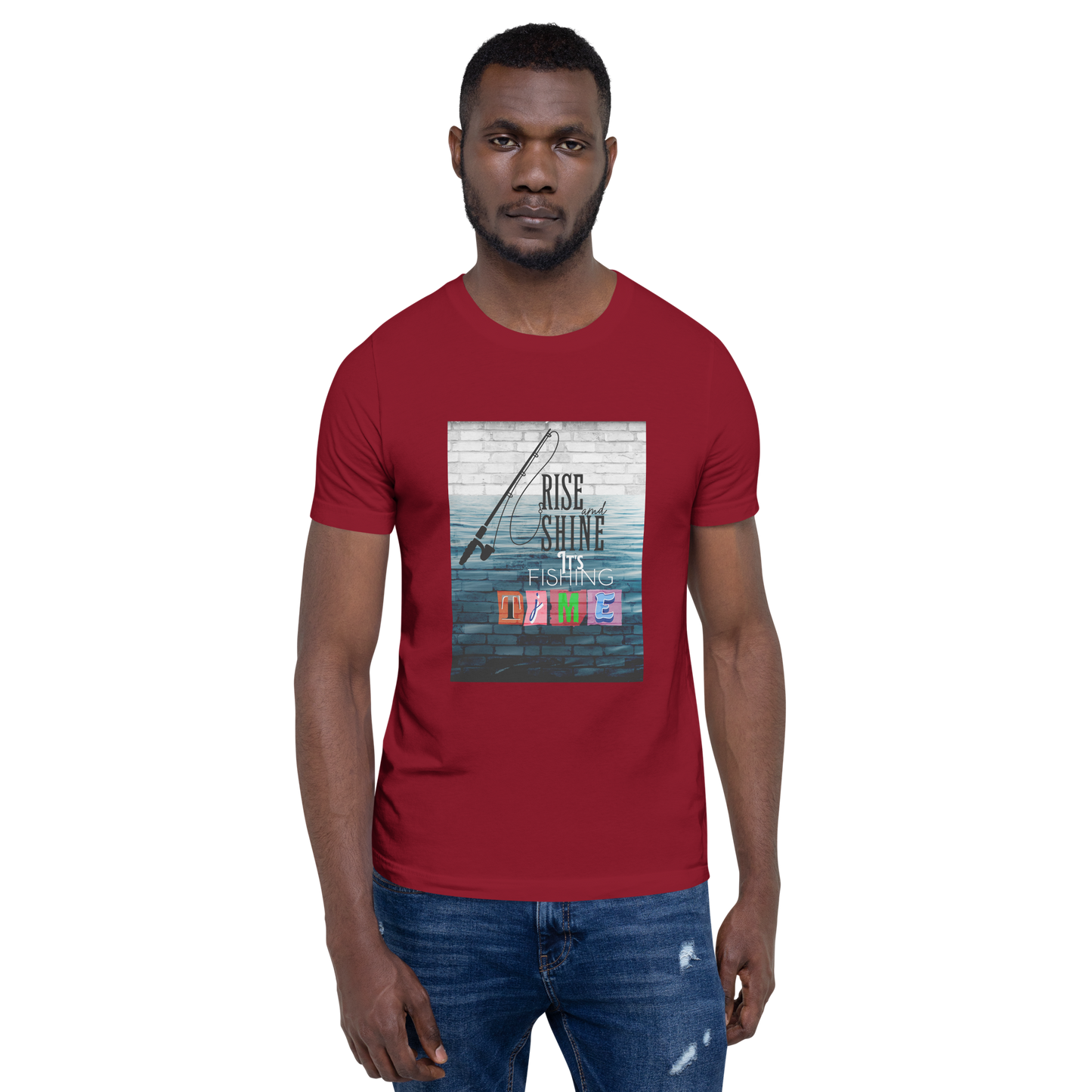 Men’s T-Shirt - It’s Fishing Time - Outdoor Adventure Apparel, cardinal, front side