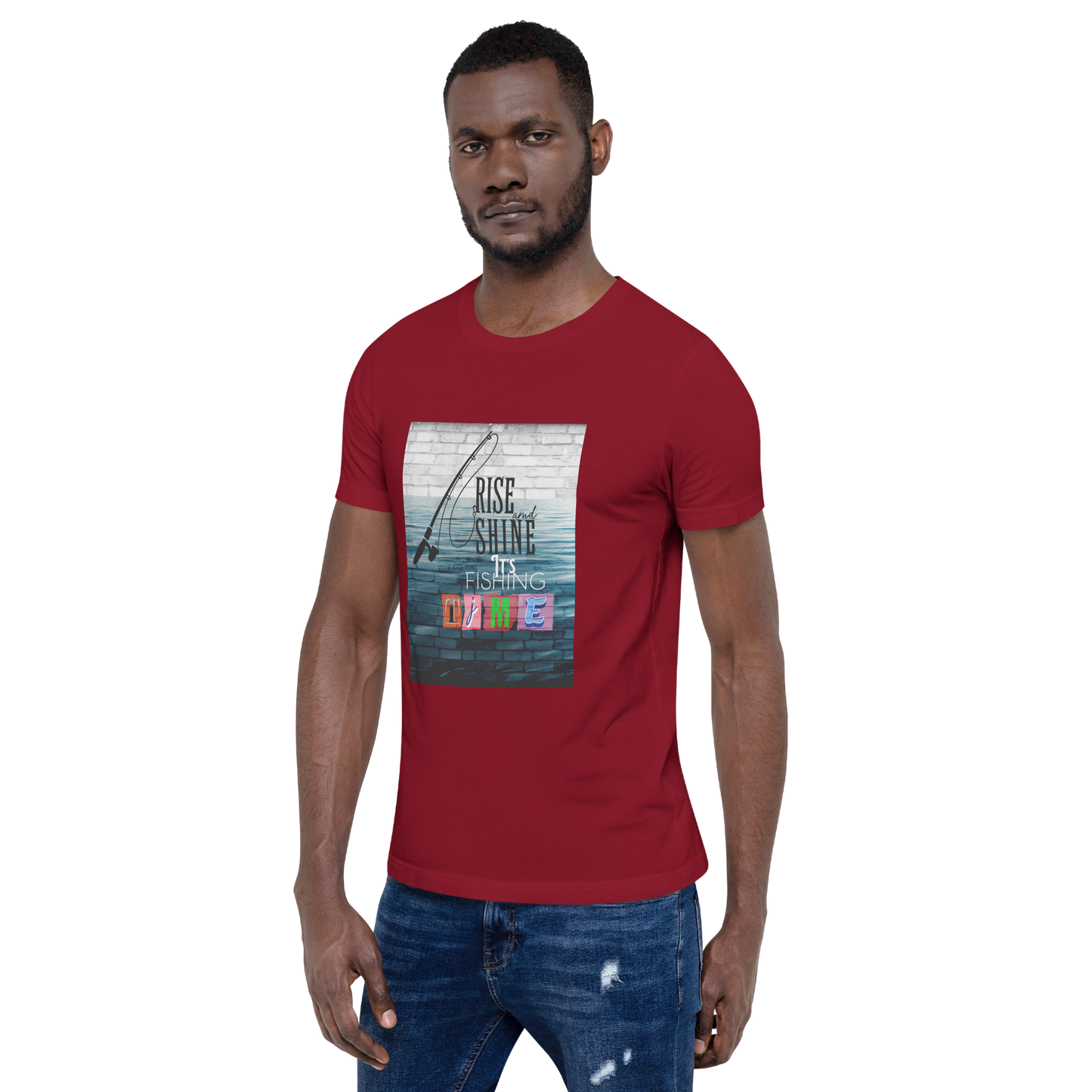 Men’s T-Shirt - It’s Fishing Time - Outdoor Adventure Apparel, cardinal, front right side
