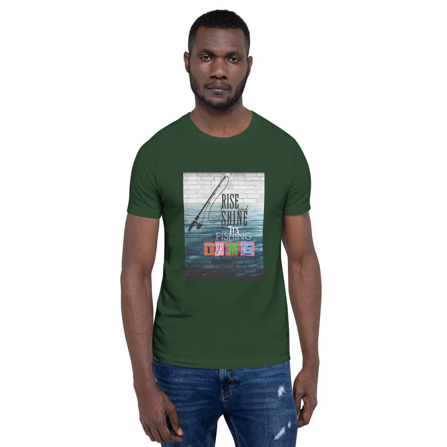 Men’s T-Shirt - It’s Fishing Time - Outdoor Adventure Apparel, Forest, front side