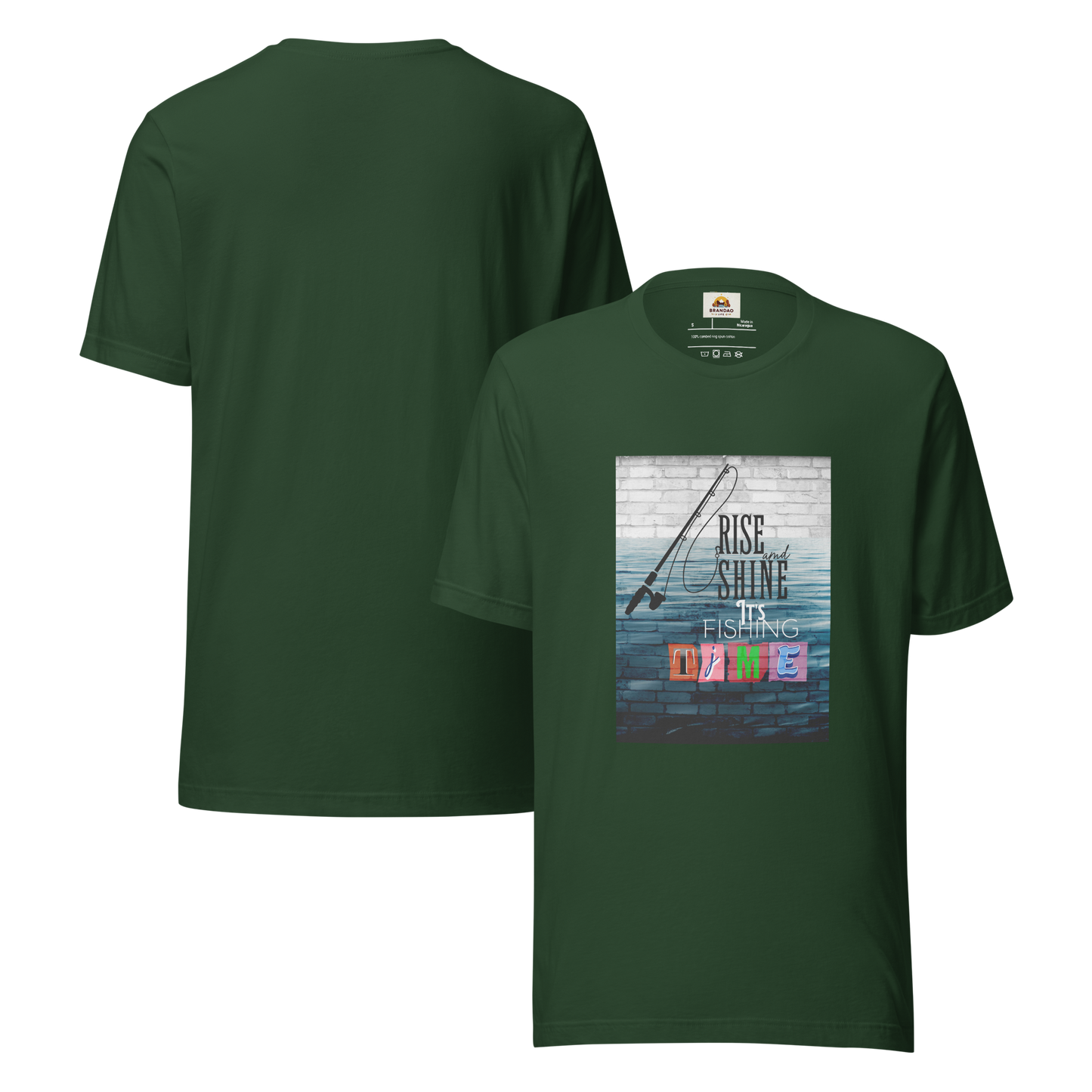 Men’s T-Shirt - It’s Fishing Time - Outdoor Adventure Apparel, Forest, back and front side