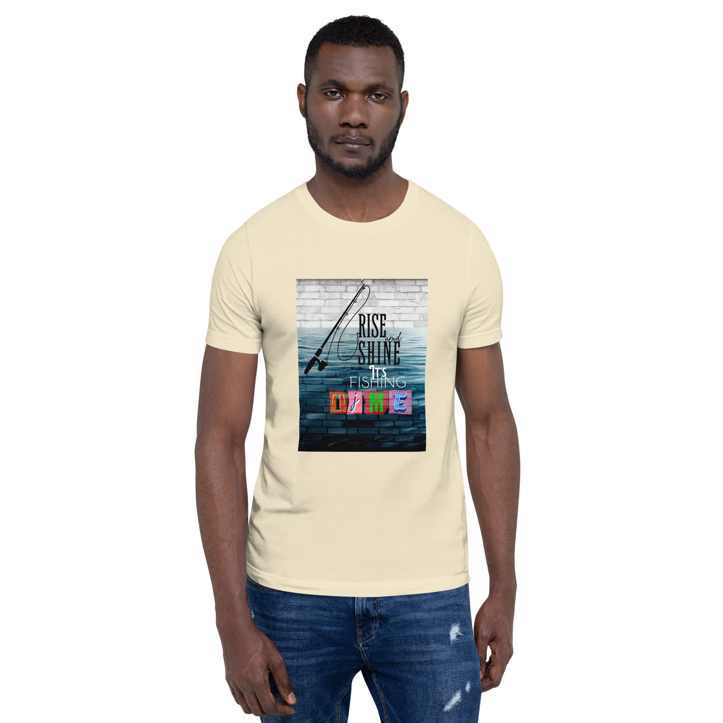 Men’s T-Shirt - It’s Fishing Time - Outdoor Adventure Apparel, Natural, front side