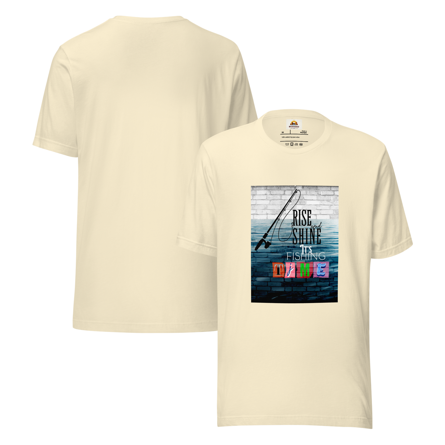 Men’s T-Shirt - It’s Fishing Time - Outdoor Adventure Apparel, Natural, back and front side