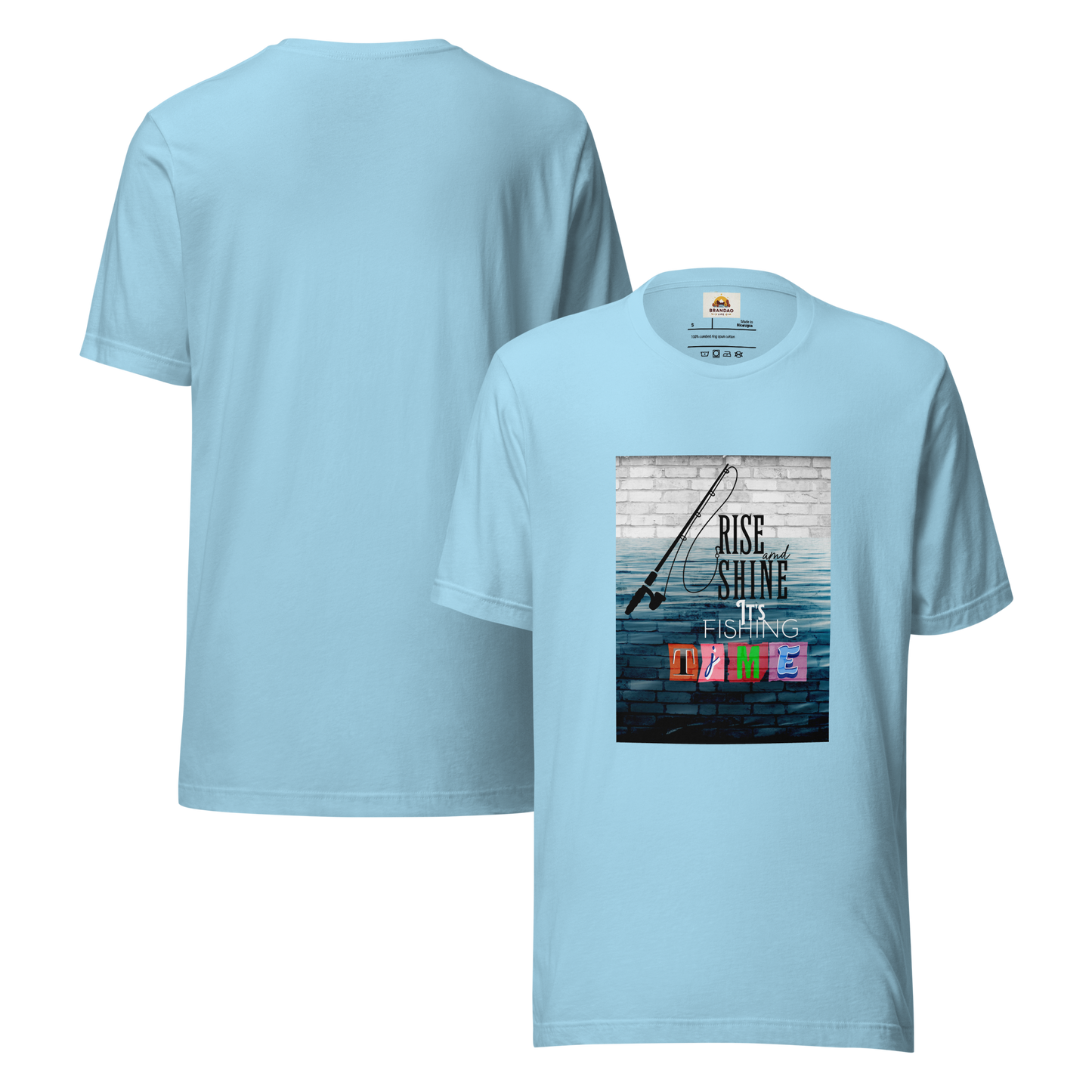 Men’s T-Shirt - It’s Fishing Time - Outdoor Adventure Apparel, Prism dusty blue, back and front side