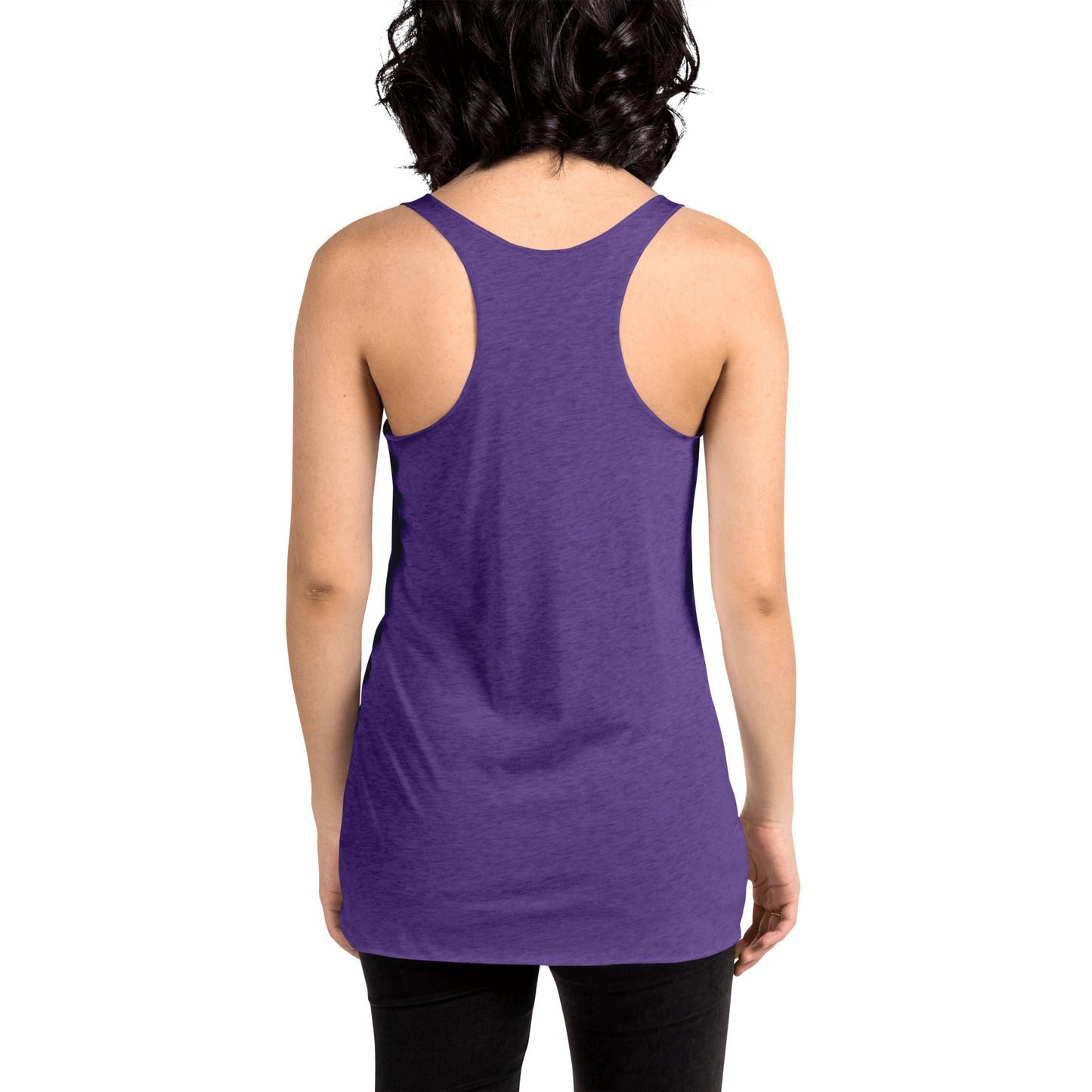 Women's Racerback Tank –Soft and Stylish Perfect for Warm Days, purple, back, women.
