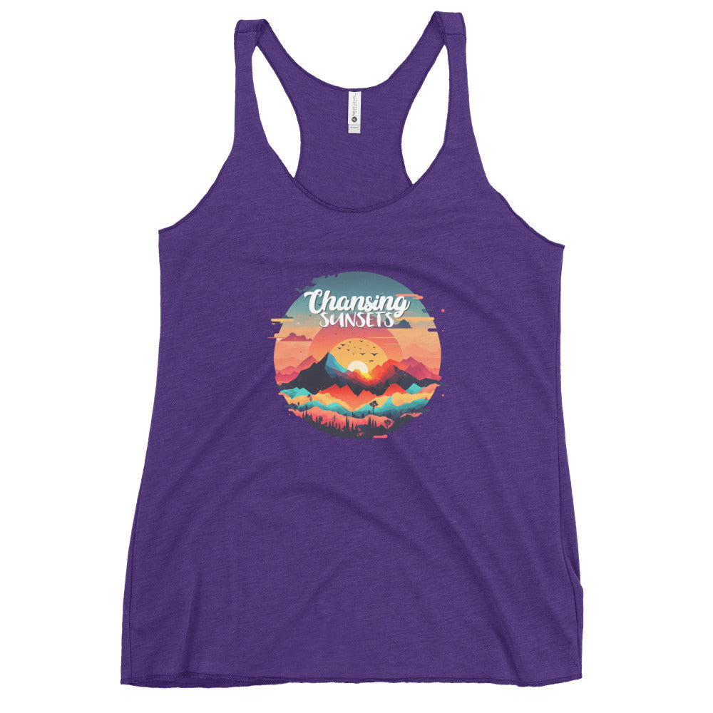Women's Racerback Tank –Soft and Stylish Perfect for Warm Days, purple, front full body, women.