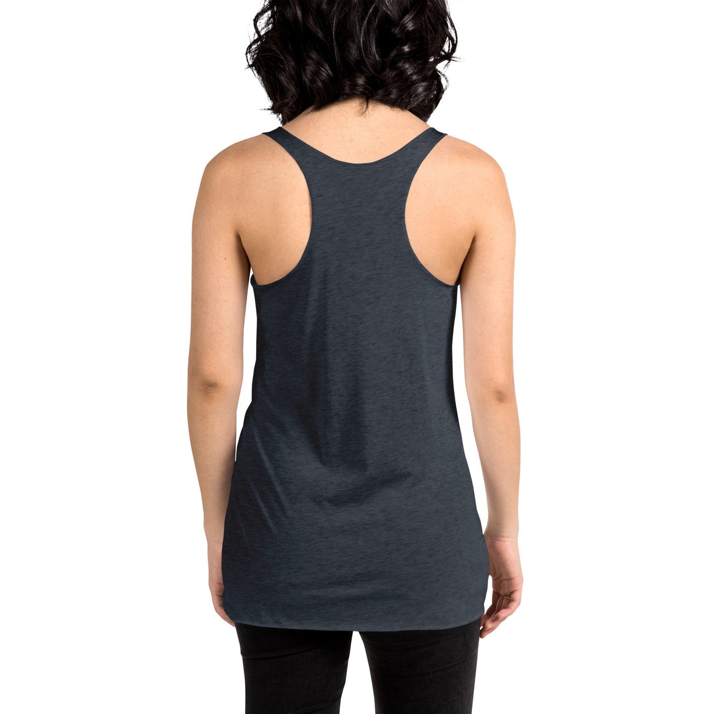 Women's Racerback Tank –Soft and Stylish Perfect for Warm Days, Vintage navy, back, women.