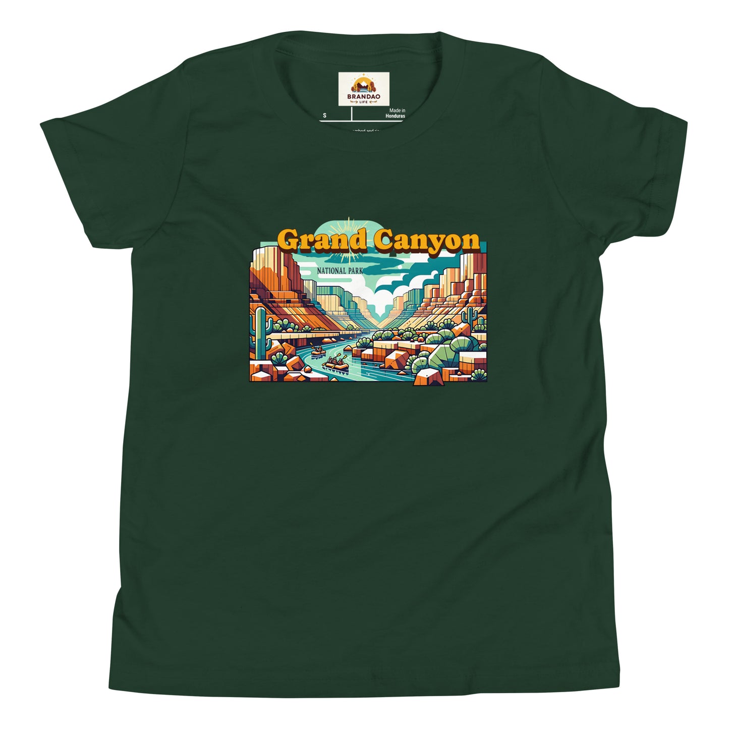 Youth Short Sleeve T-Shirt - Grand Canyon Adventure - National Parks, Forest, front just shirt
