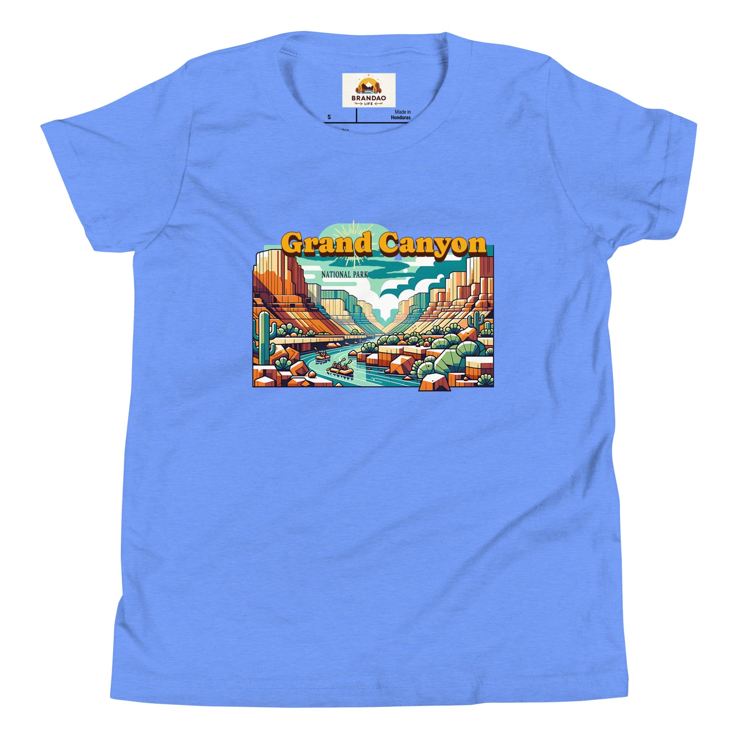 Youth Short Sleeve T-Shirt - Grand Canyon Adventure - National Parks, Blue, just shirt