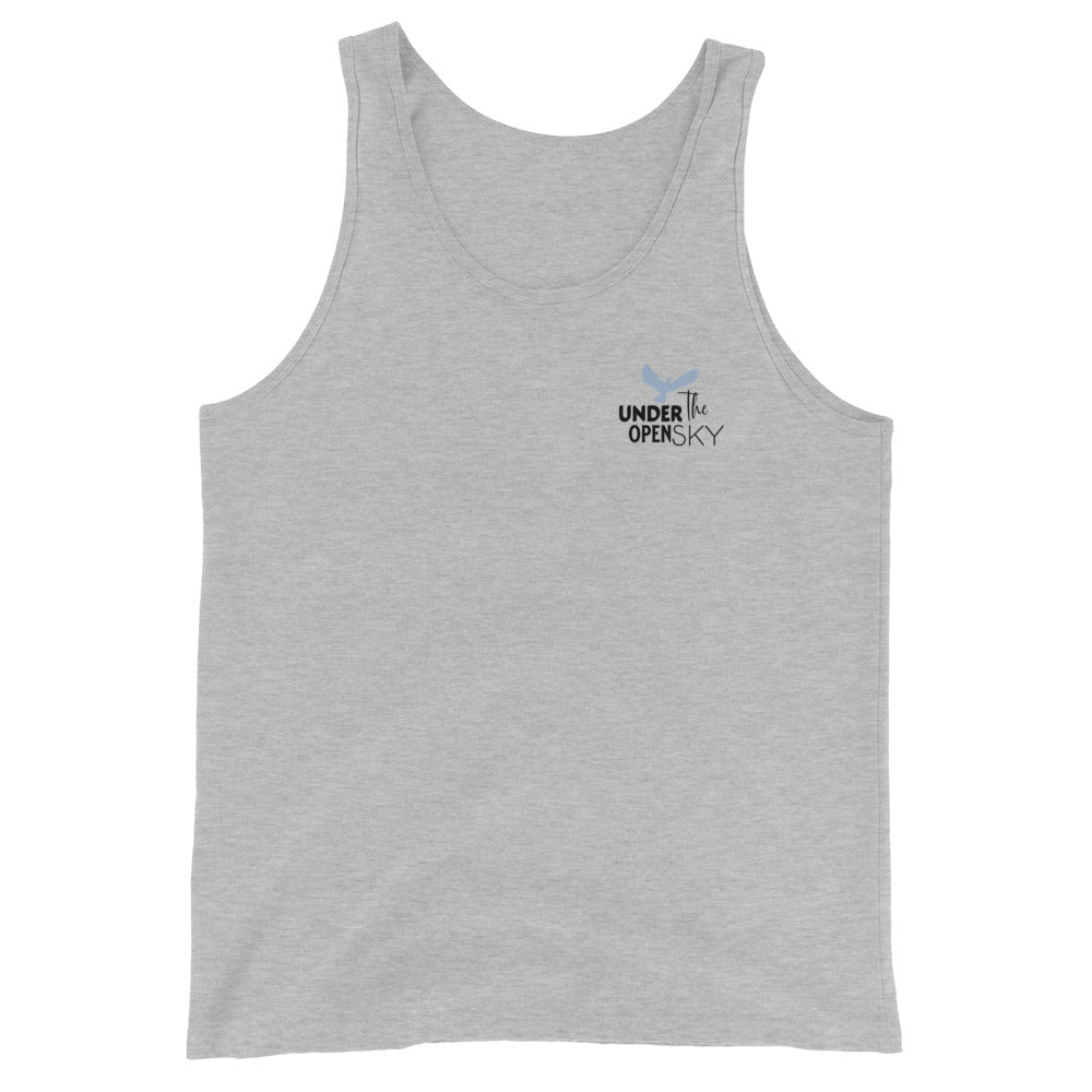 Men's Tank Top – 'Under the Open Sky' Design for Outdoor Comfort and Style, gray, front, full body