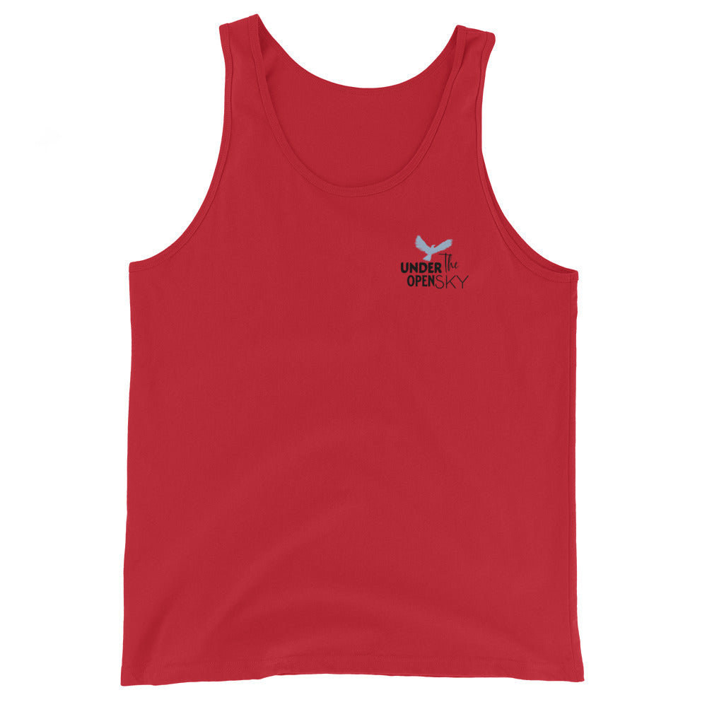 Men's Tank Top – 'Under the Open Sky' Design for Outdoor Comfort and Style, Red, front full body