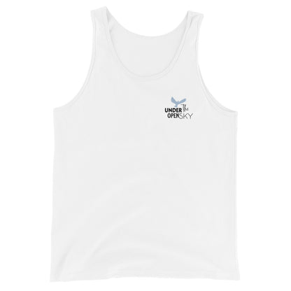 Men's Tank Top – 'Under the Open Sky' Design for Outdoor Comfort and Style, White, front full body. 