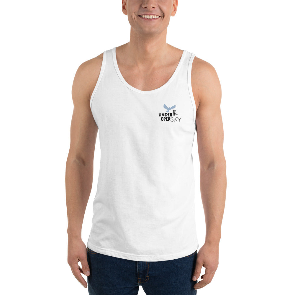 Men's Tank Top – 'Under the Open Sky' Design for Outdoor Comfort and Style, White, front, men