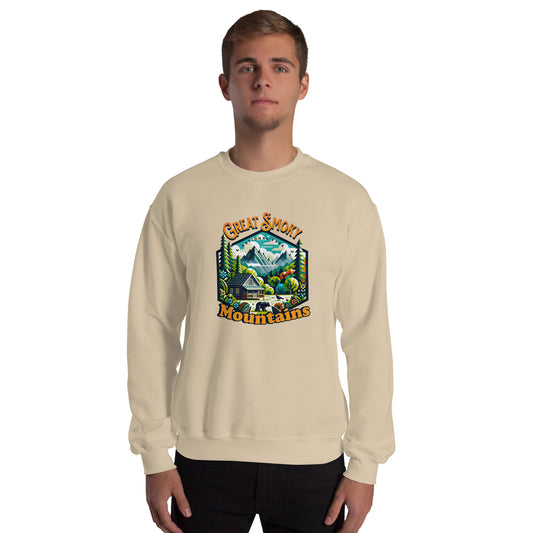 Men’s Sweatshirt, Great Smoky Mountains, sand beige, front side men