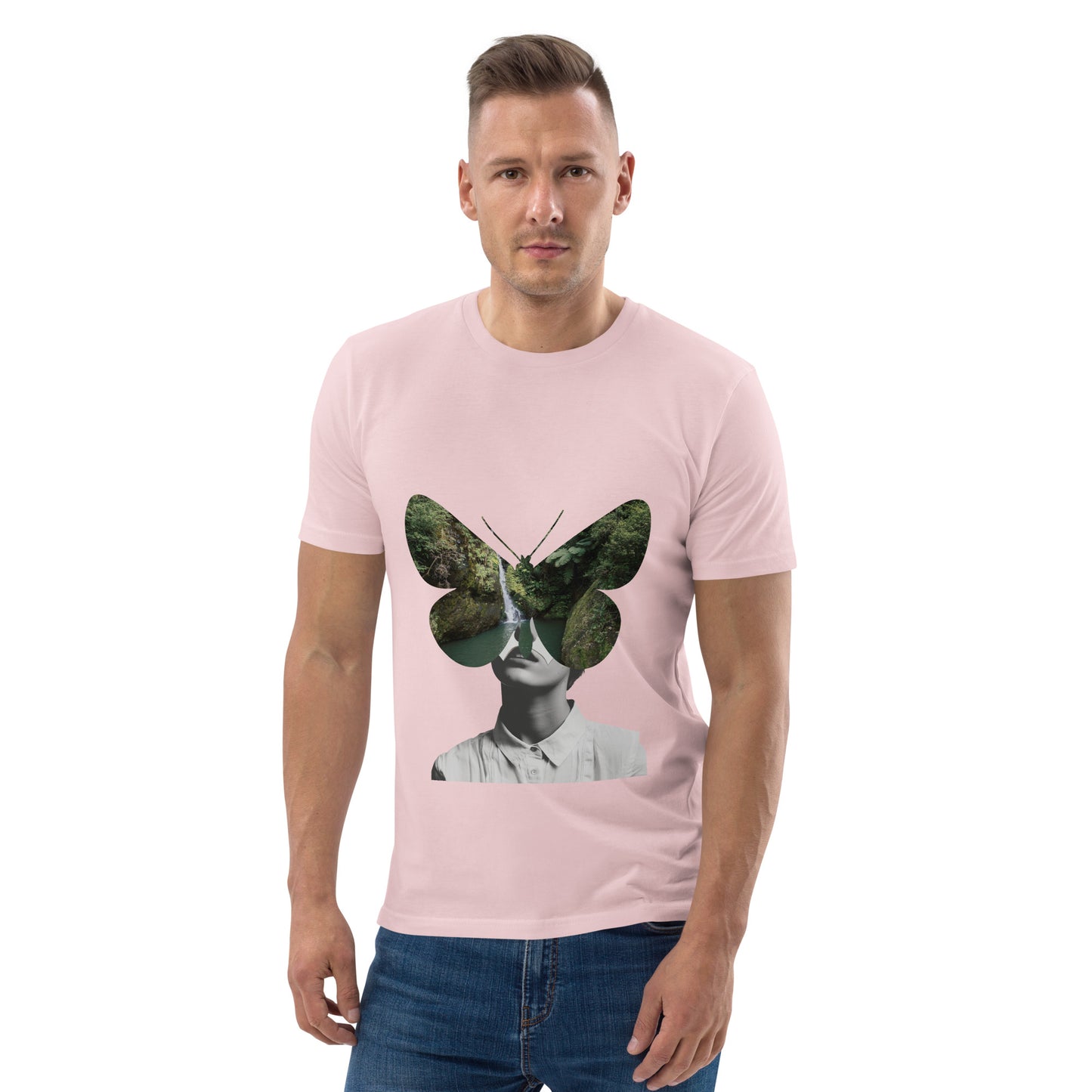 Men’s Organic Cotton T-Shirt – Eco-Friendly Comfort for Everyday Wear pink, men, front