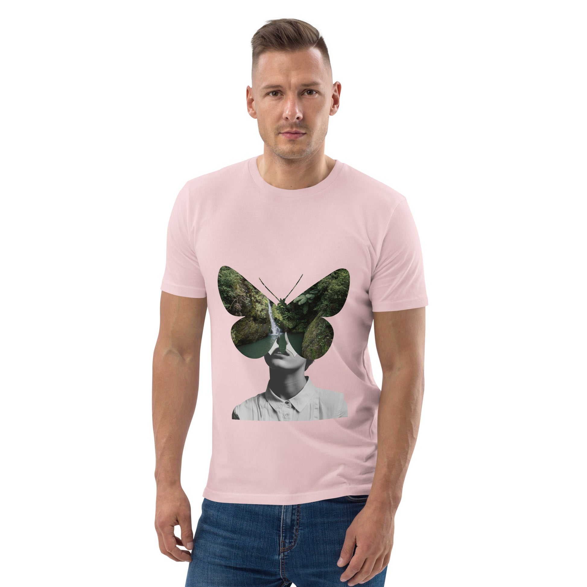 Men’s Organic Cotton T-Shirt – Eco-Friendly Comfort for Everyday Wear pink, men, front