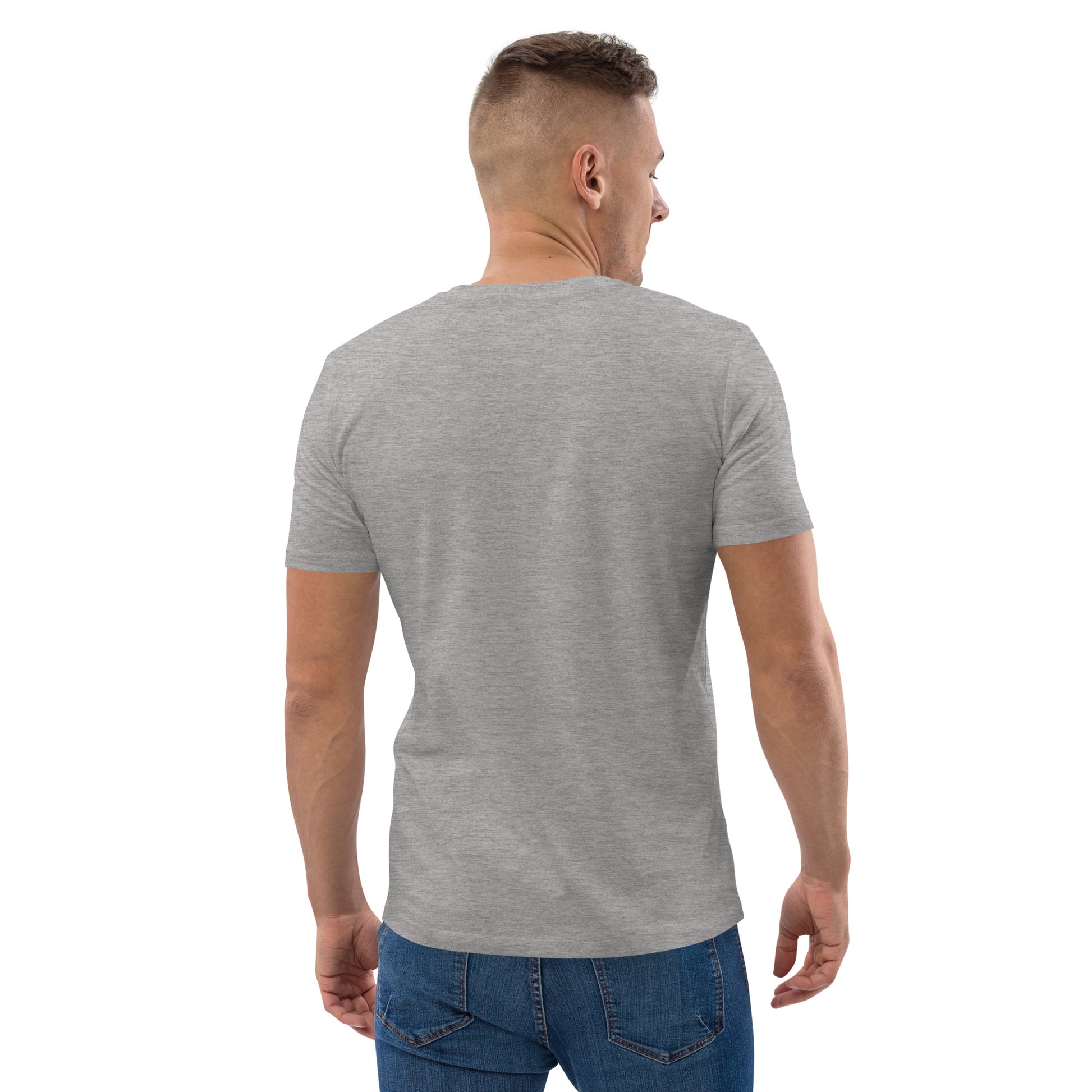 Men’s Organic Cotton T-Shirt – Eco-Friendly Comfort for Everyday Wear gray, men, back