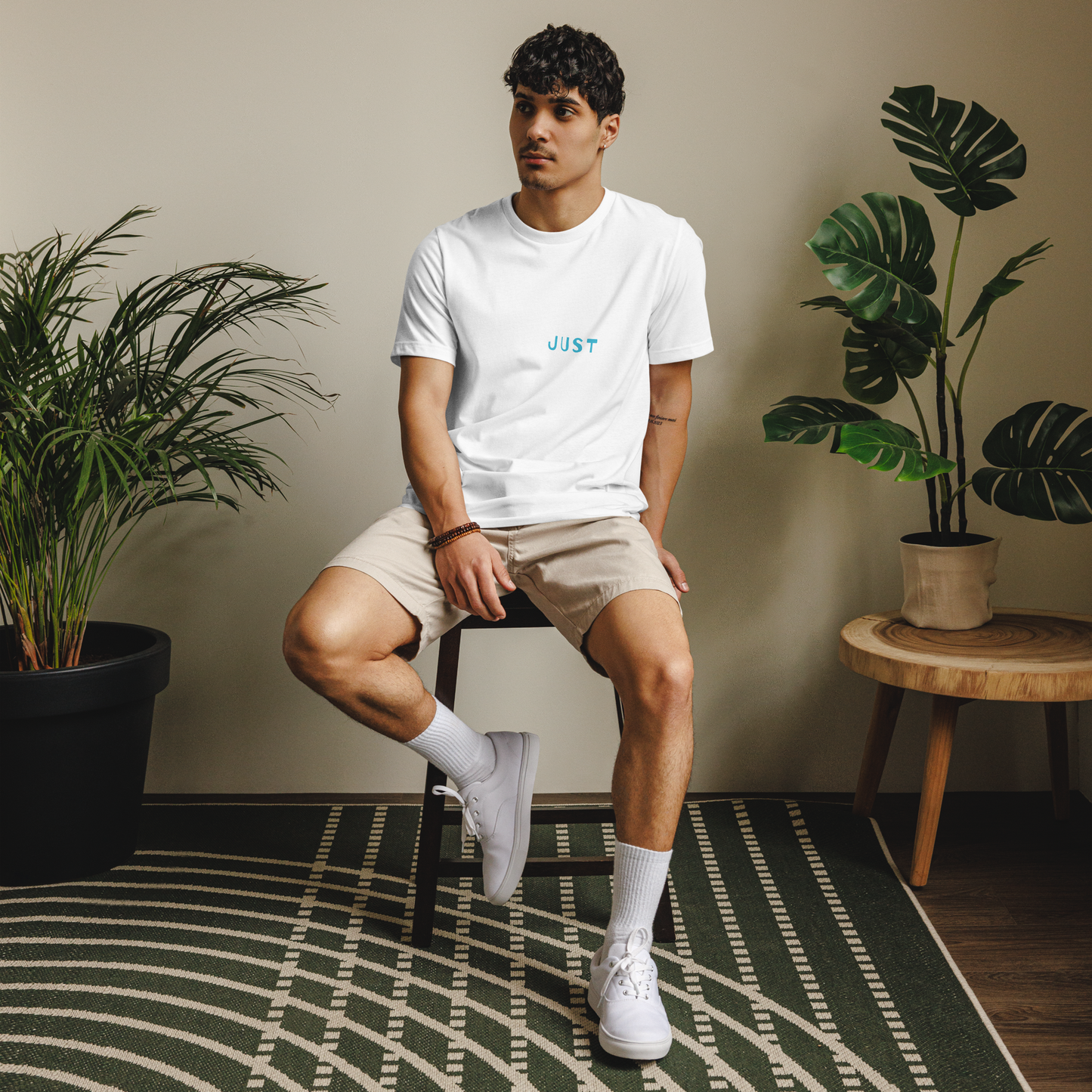 Unisex Eco-Friendly T-Shirt - Just Chill - Sustainable, Lightweight, and Perfect for Everyday Style, white , front men