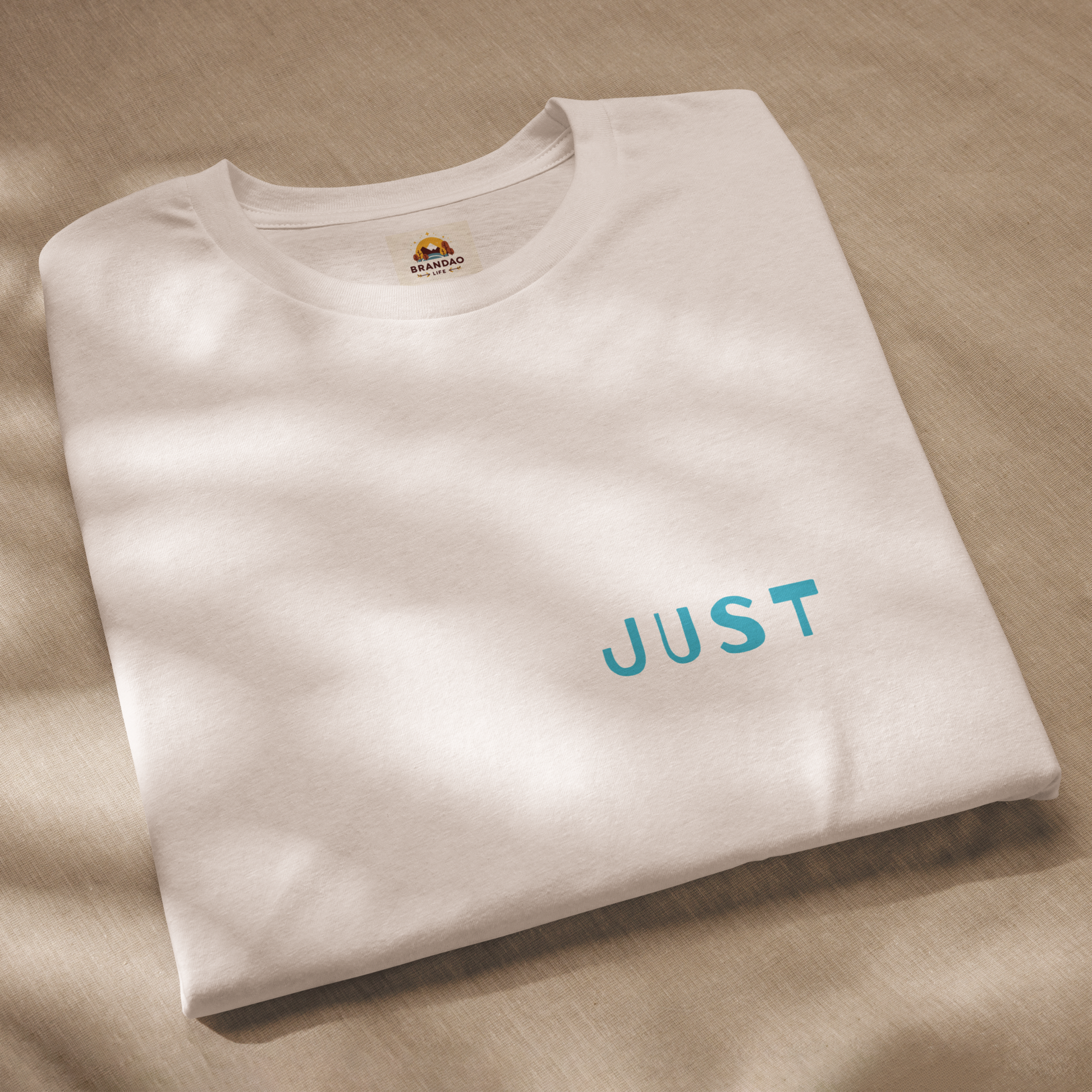 Unisex Eco-Friendly T-Shirt - Just Chill - Sustainable, Lightweight, and Perfect for Everyday Style, white, front folded 