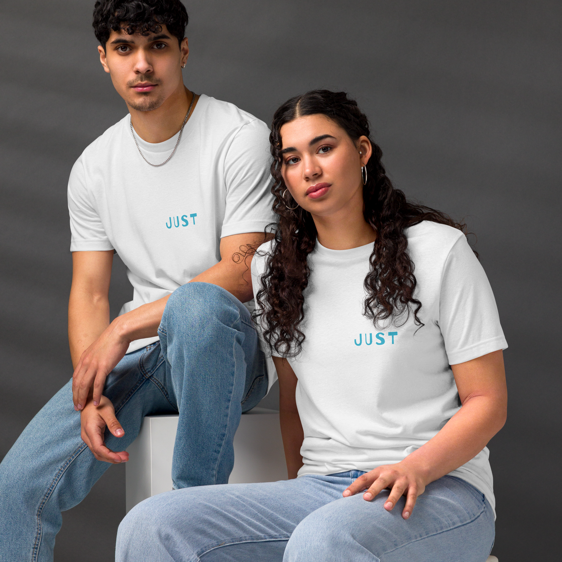 Unisex Eco-Friendly T-Shirt - Just Chill - Sustainable, Lightweight, and Perfect for Everyday Style, white ,front both 