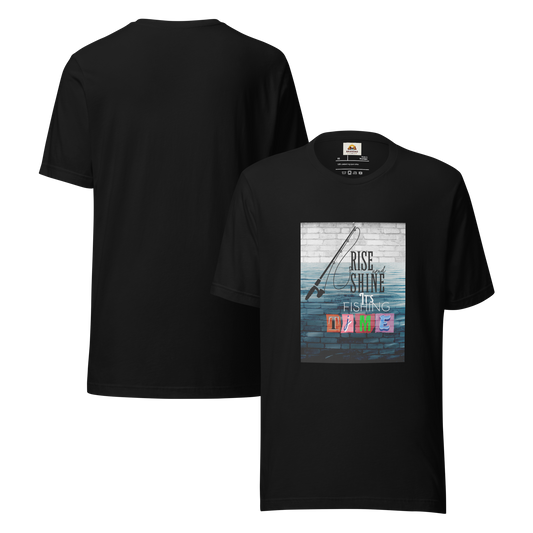 Men’s T-Shirt - It’s Fishing Time - Outdoor Adventure Apparel, black, back and front side