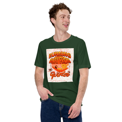 Unisex T-Shirt - Running Away from Winter - Escape Winter in Style, green, front men