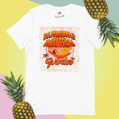 Unisex T-Shirt - Running Away from Winter - Escape Winter in Style, white, front full body