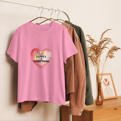 Women’s Organic Ribbed Neck T-Shirt – My Family, My Everything, Pink, front