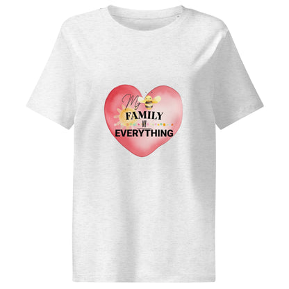 Women’s Organic Ribbed Neck T-Shirt – My Family, My Everything, Grey, front full body 