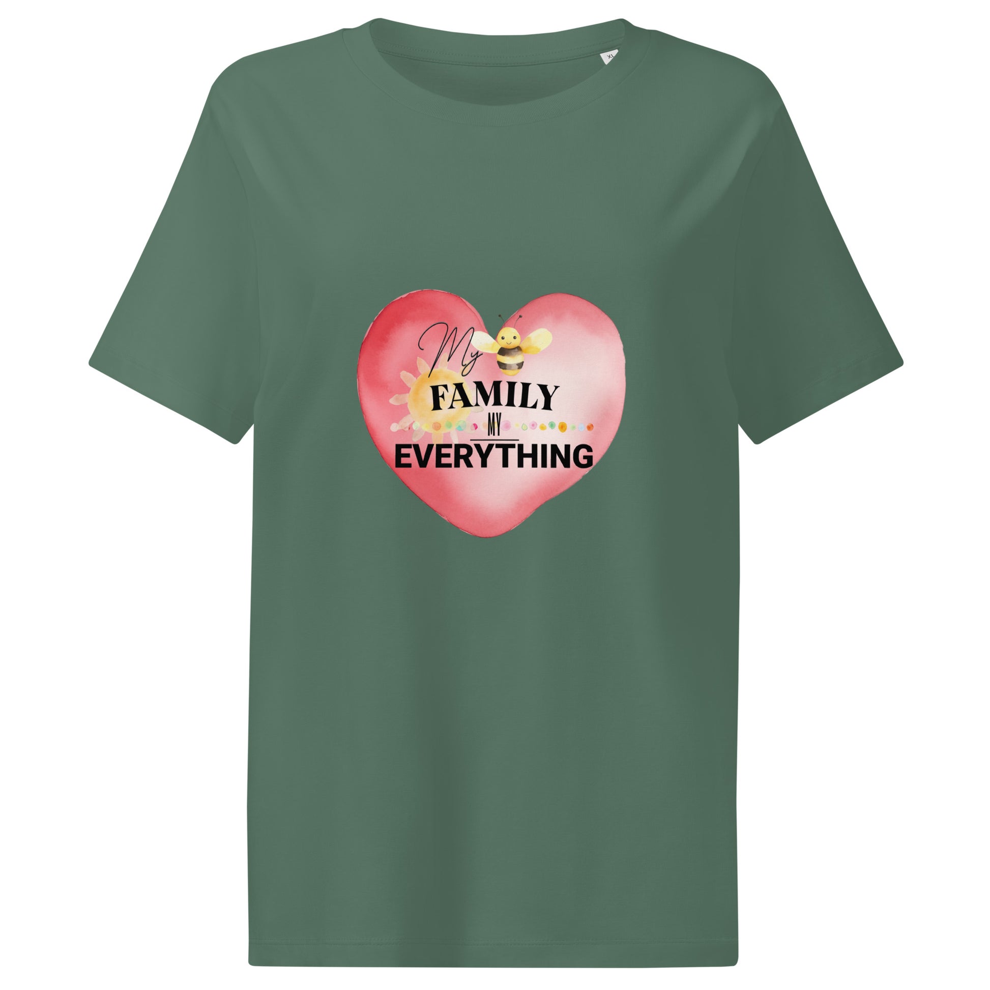 Women’s Organic Ribbed Neck T-Shirt – My Family, My Everything, Green Bay, front full body 