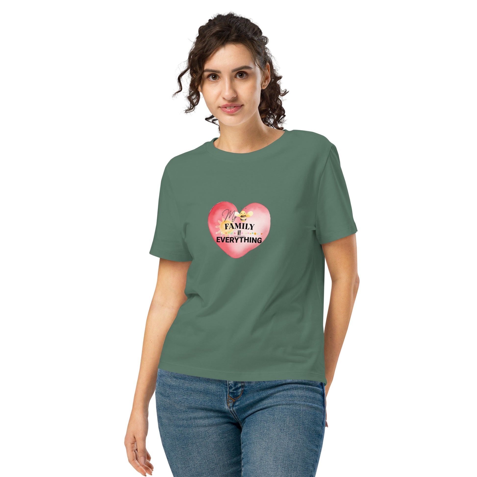 Women’s Organic Ribbed Neck T-Shirt – My Family, My Everything, Green Bay, front, women
