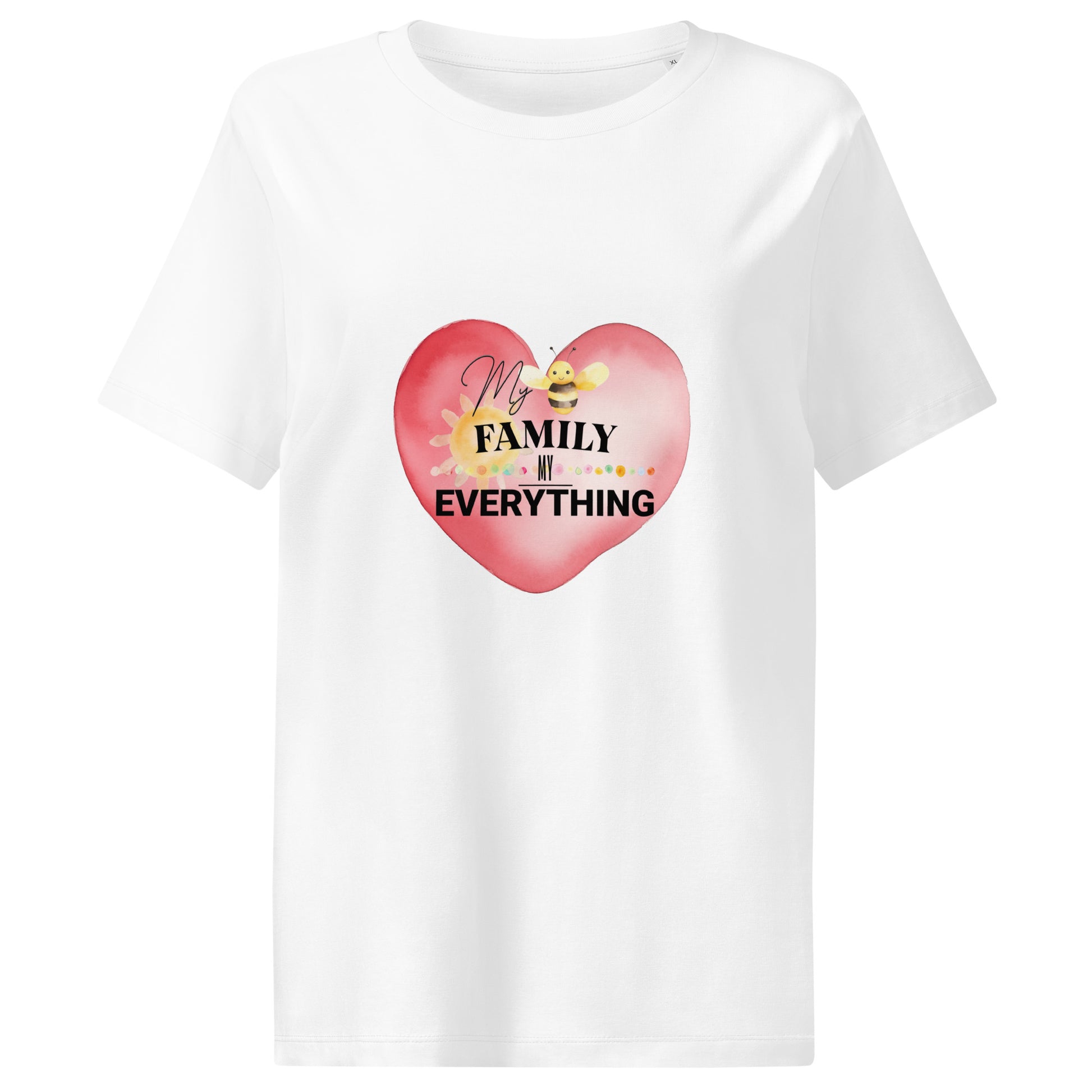 Women’s Organic Ribbed Neck T-Shirt – My Family, My Everything, white, front full body 