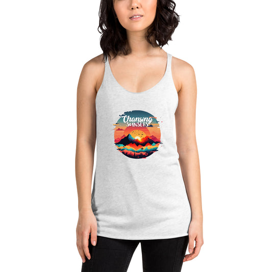 Women's Racerback Tank –Soft and Stylish Perfect for Warm Days, heather white, front, women.